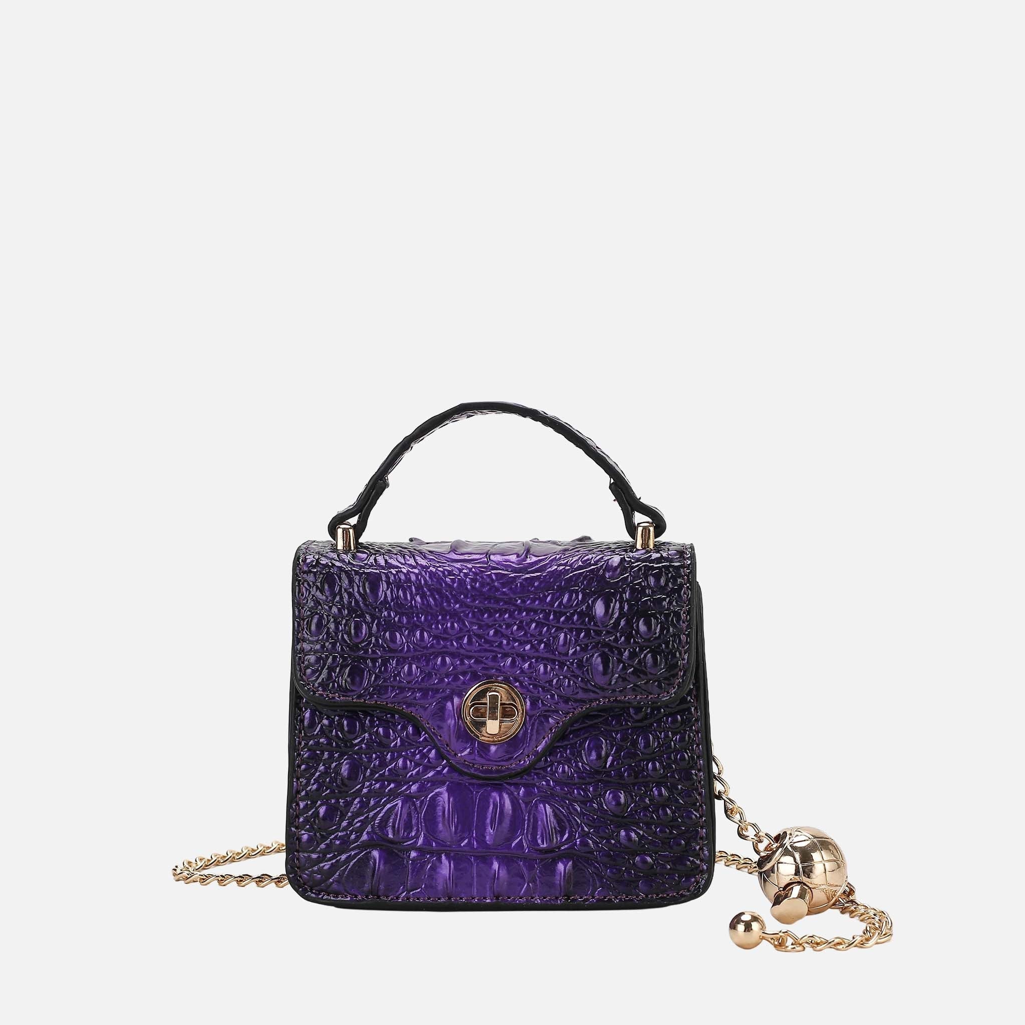 Luxe Croc-Embossed Mini Satchel-thumbmail-5