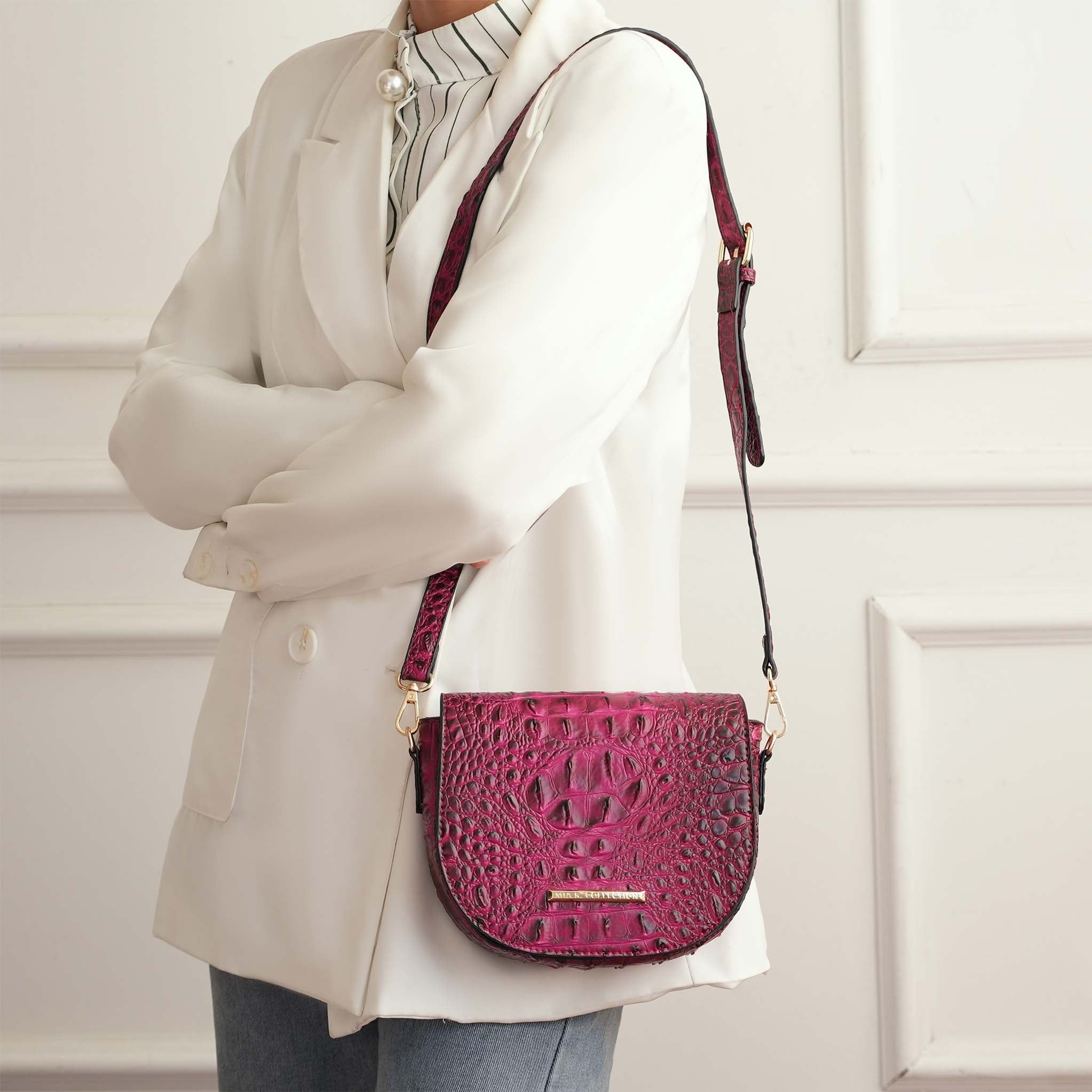 Amalia Solid Croc Crossbody Bag-thumbmail-8