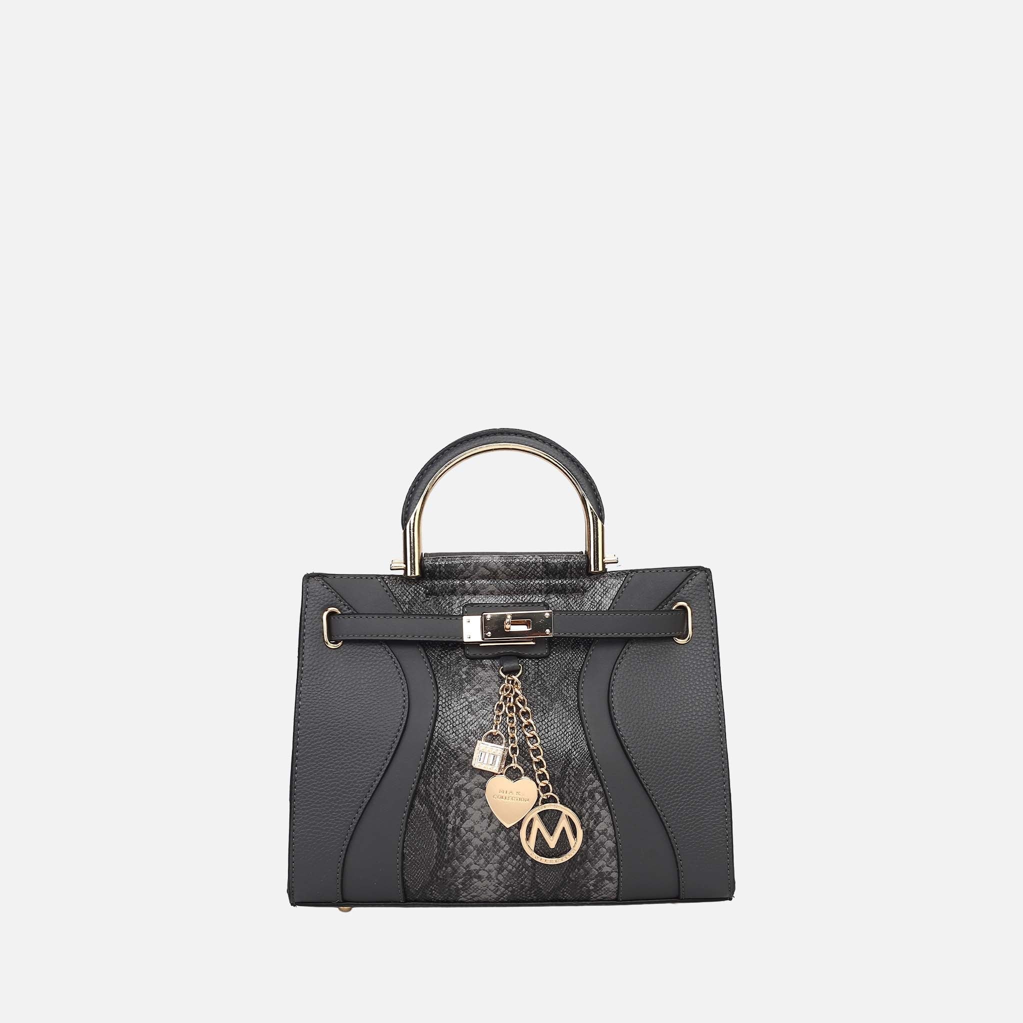 Cassia Snake Embossed Satchel Bag-thumbmail-3