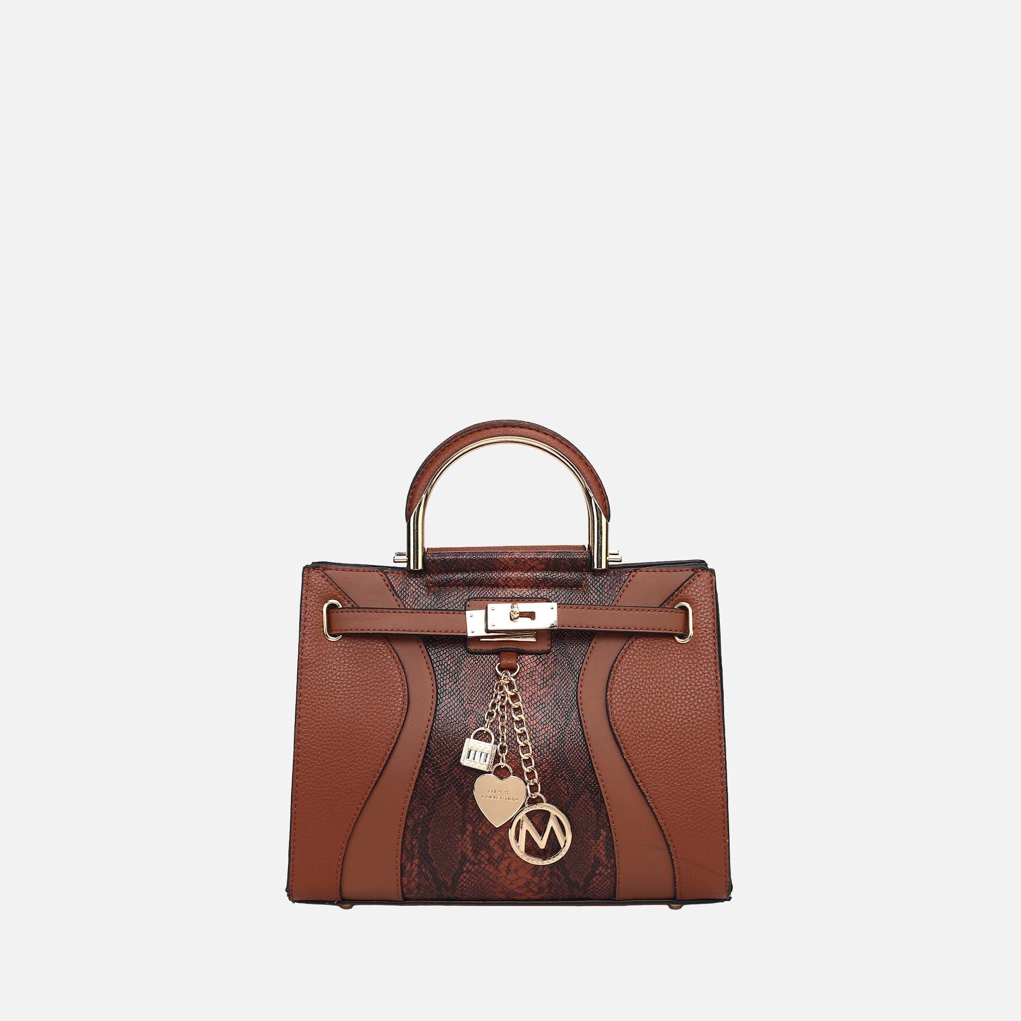 Cassia Snake Embossed Satchel Bag-thumbmail-9