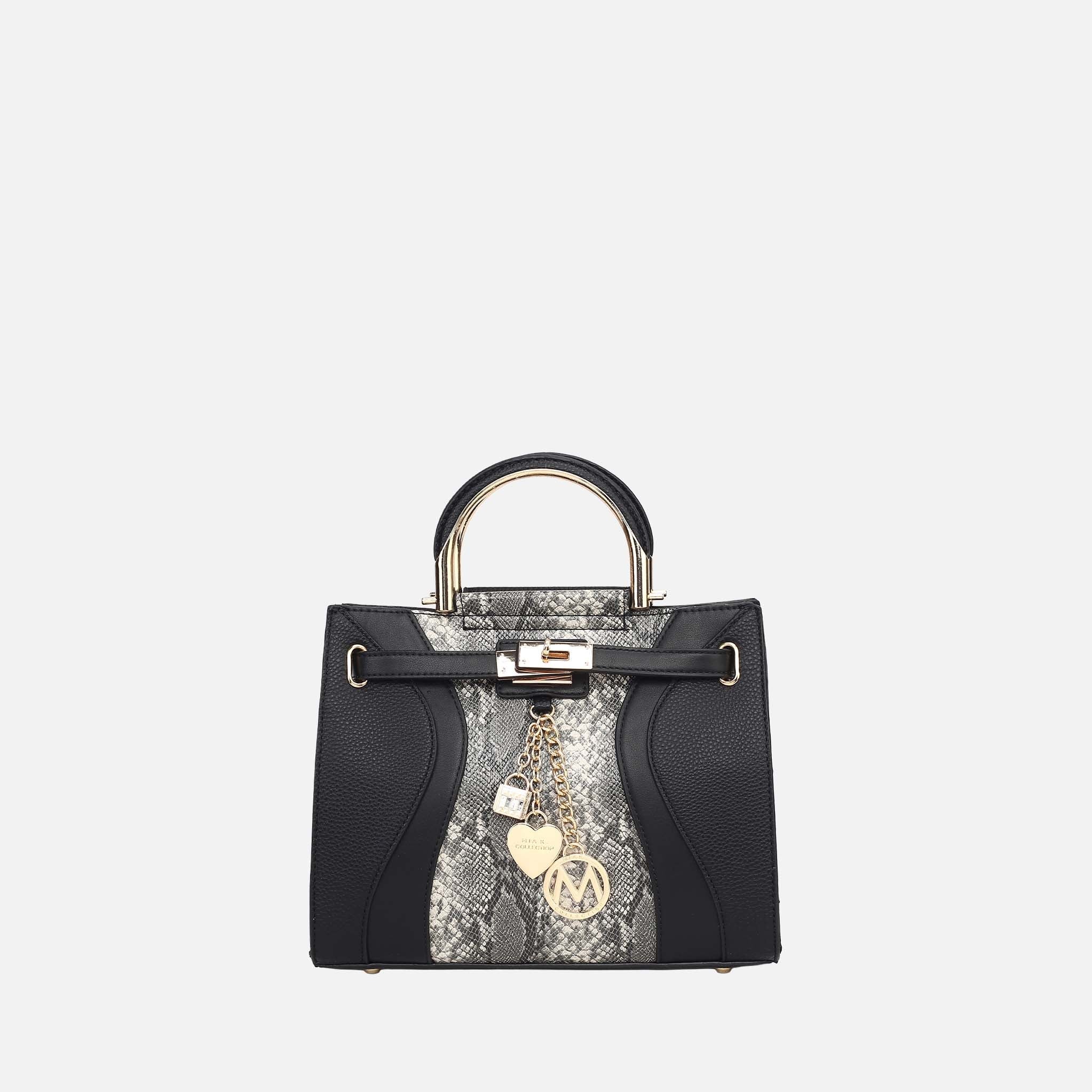 Cassia Snake Embossed Satchel Bag-thumbmail-5