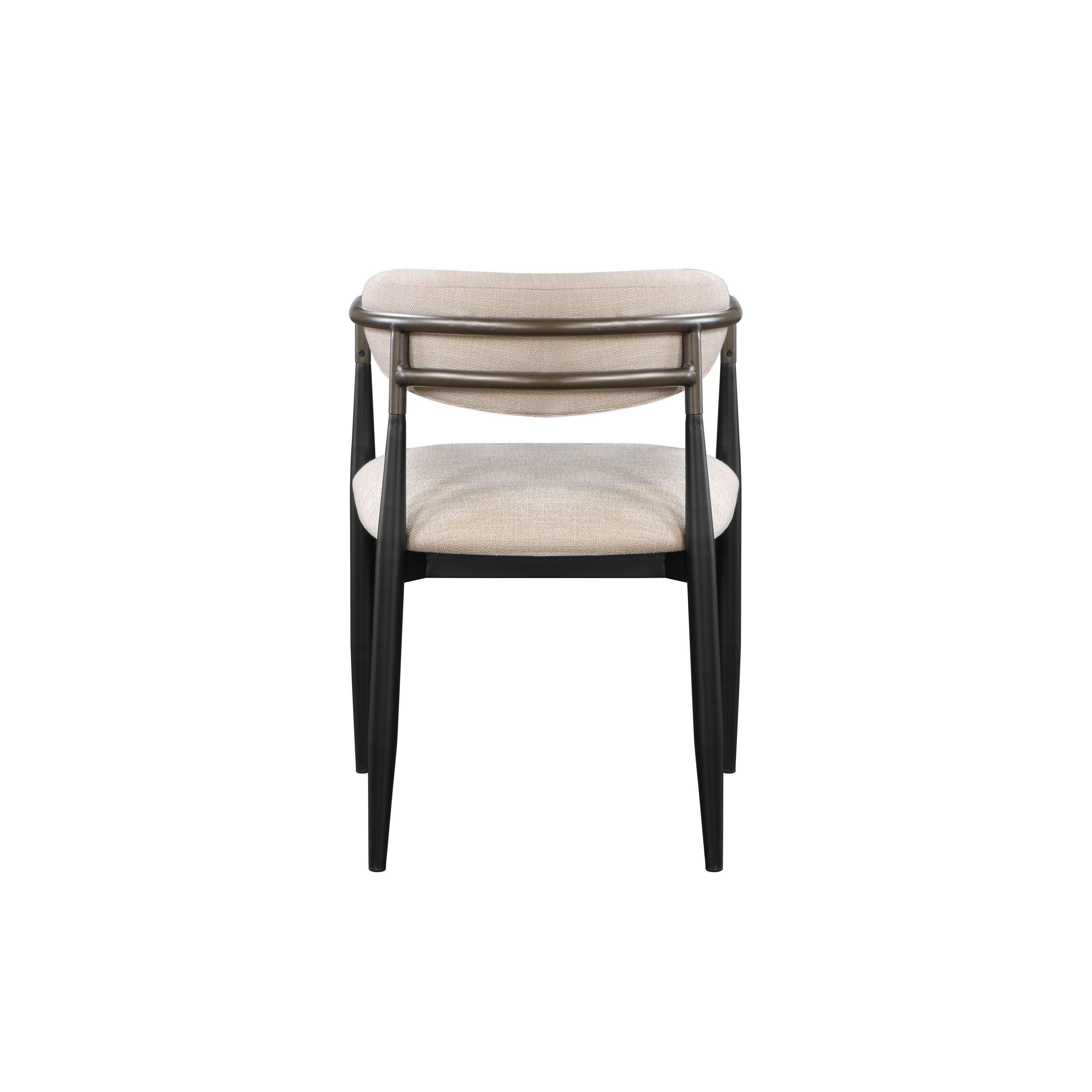Set of 2 Beige and Black Armchair With Open Back-thumbmail-1
