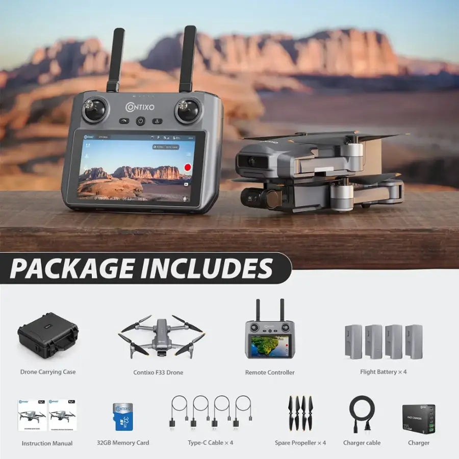 Contixo F33 Vortex | Travel Bundle - Professional 4K UHD GPS Drone - 42 Min Flight X 4, Brushless Motors, Advanced Smart Modes-thumbmail-4