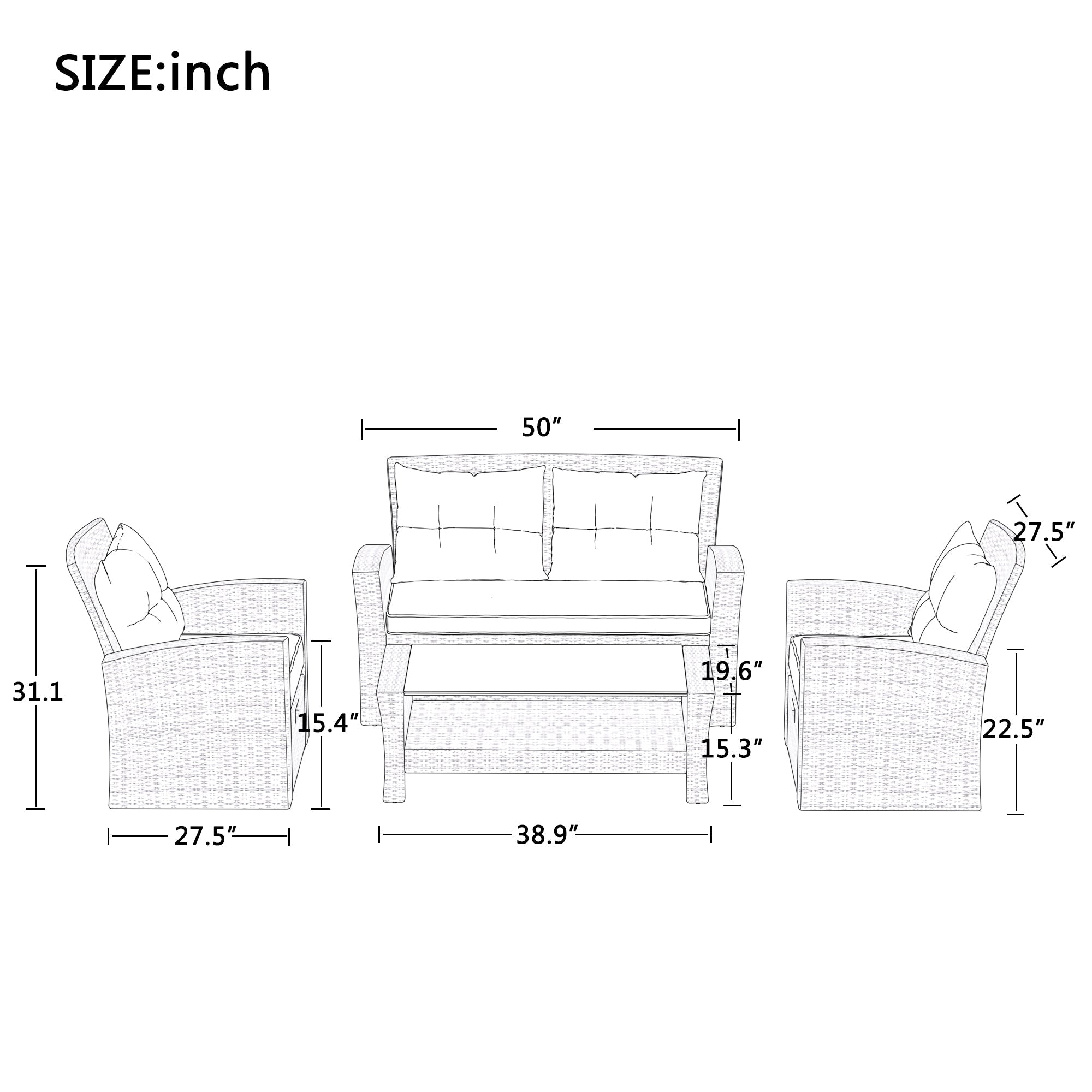 Set of 4 Piece All Weather Wicker Patio Furniture-thumbmail-10