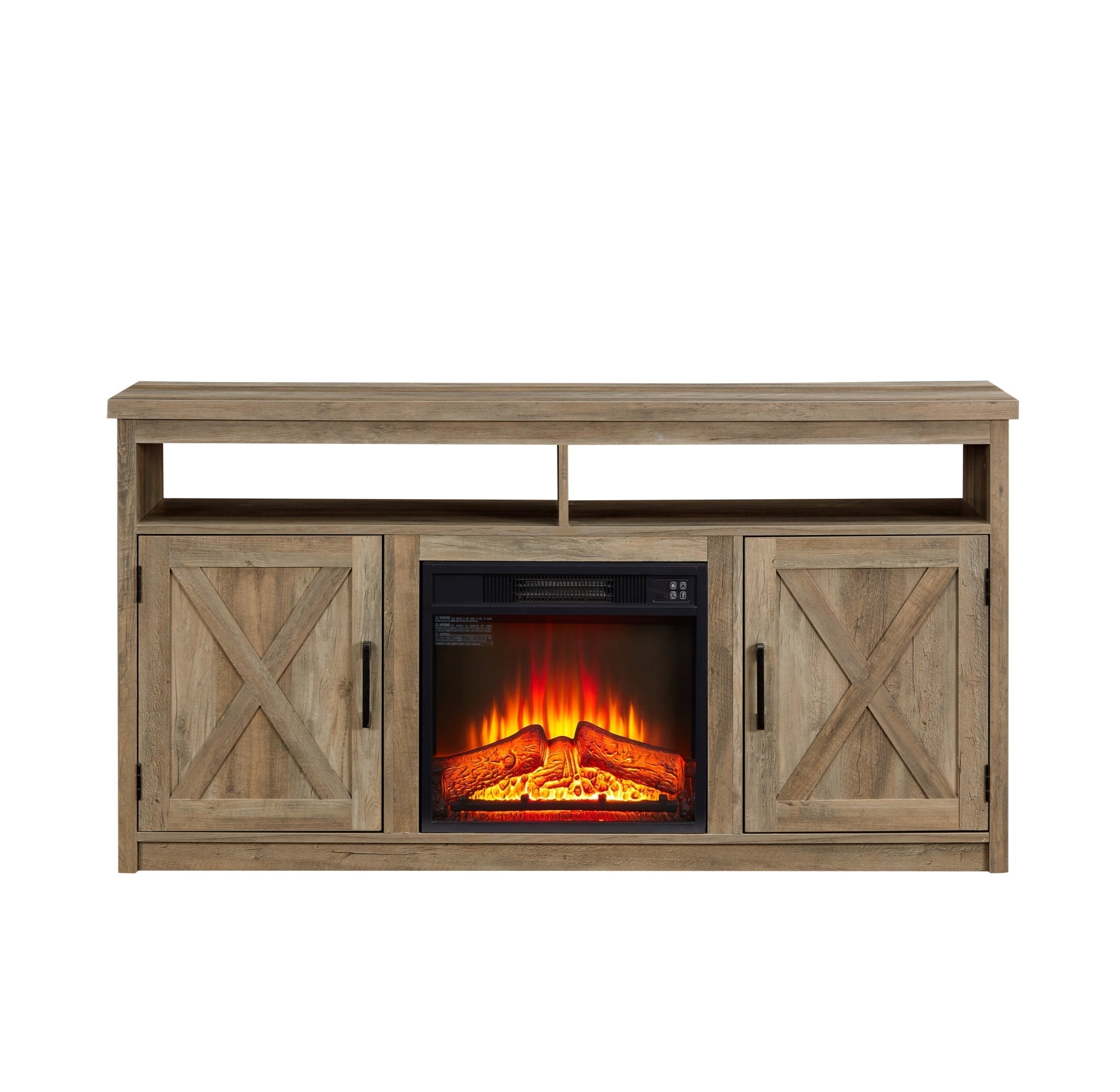 Farmhouse TV Media Stand, Large Barn Inspired Home Entertainment Console, With 18' Fireplace-thumbmail-7
