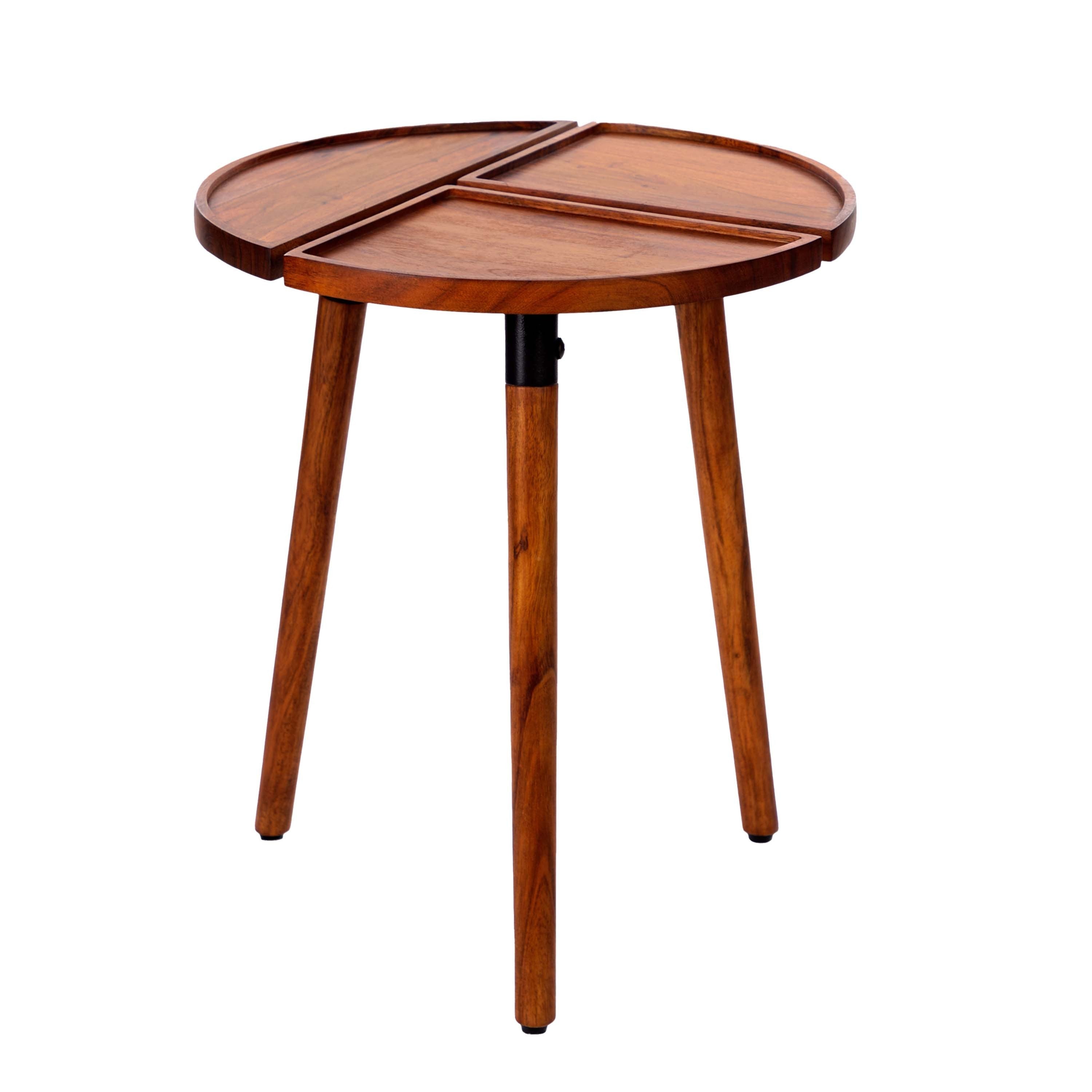 Round Acacia Wood Side Accent Table-thumbmail-2
