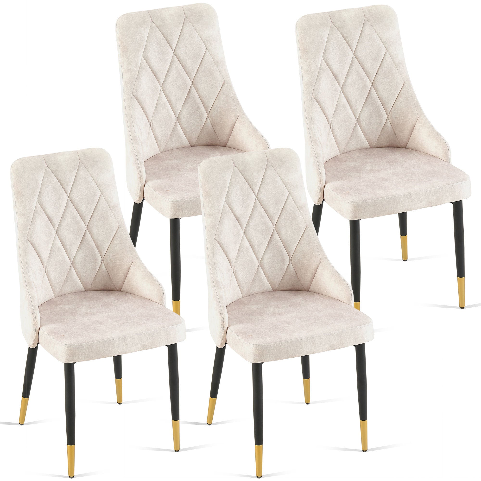 Set of 4 Beige Armless Dining Chairs-thumbmail-7
