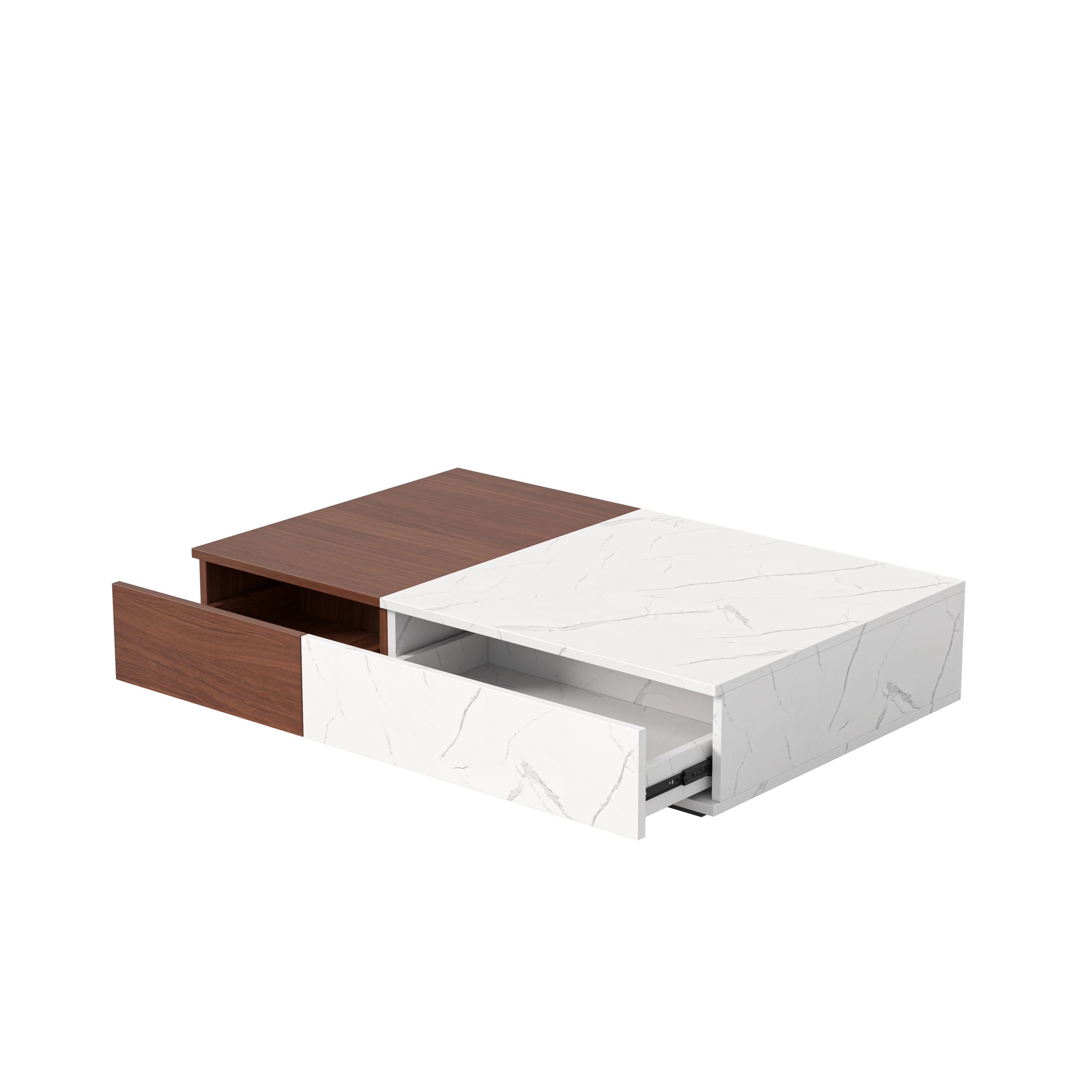 Modern Style Walnut Coffee Table With Two Storage Spaces-thumbmail-2