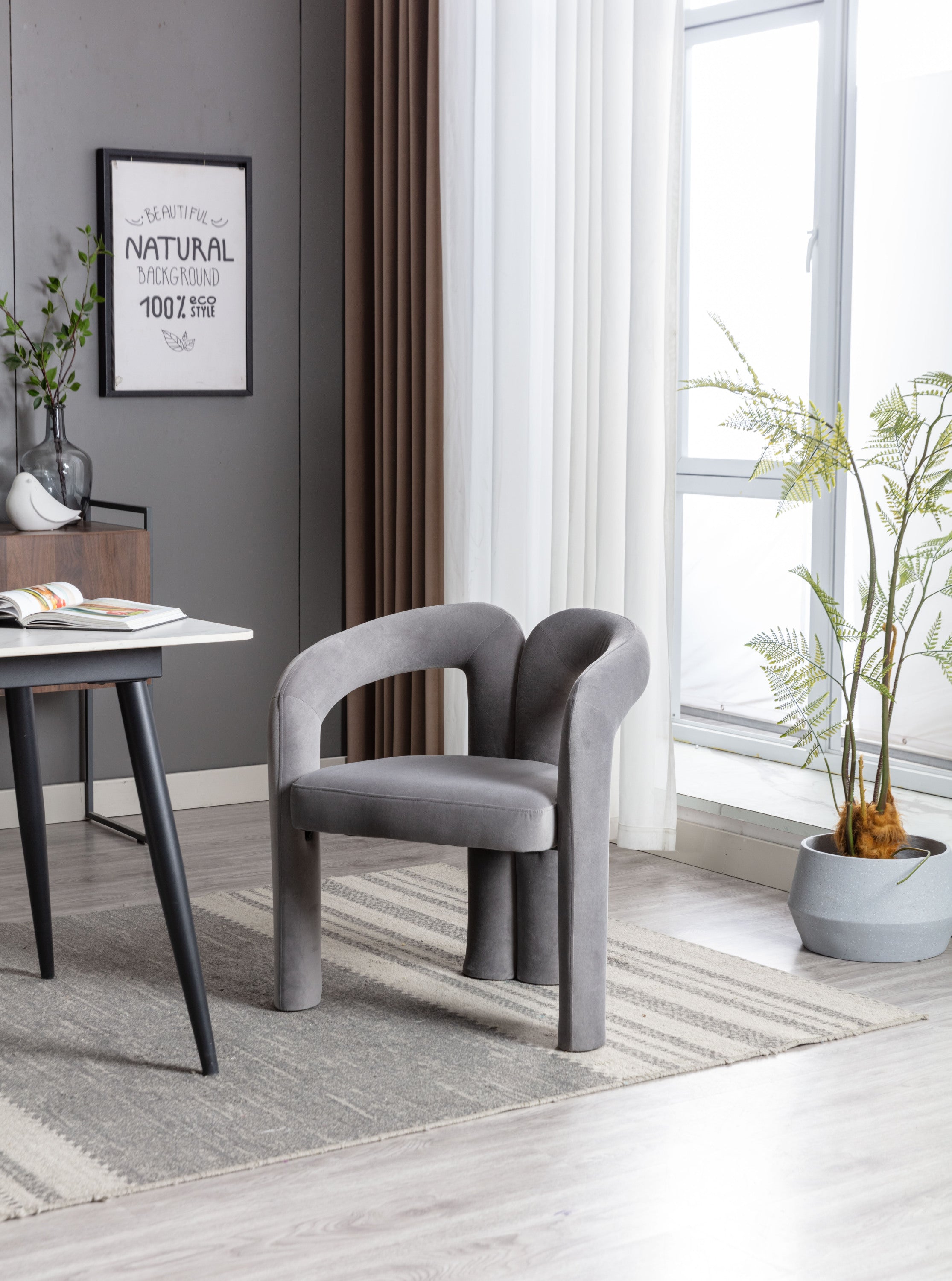 Set of 2 Contemporary Upholstered Accent Chair-thumbmail-2