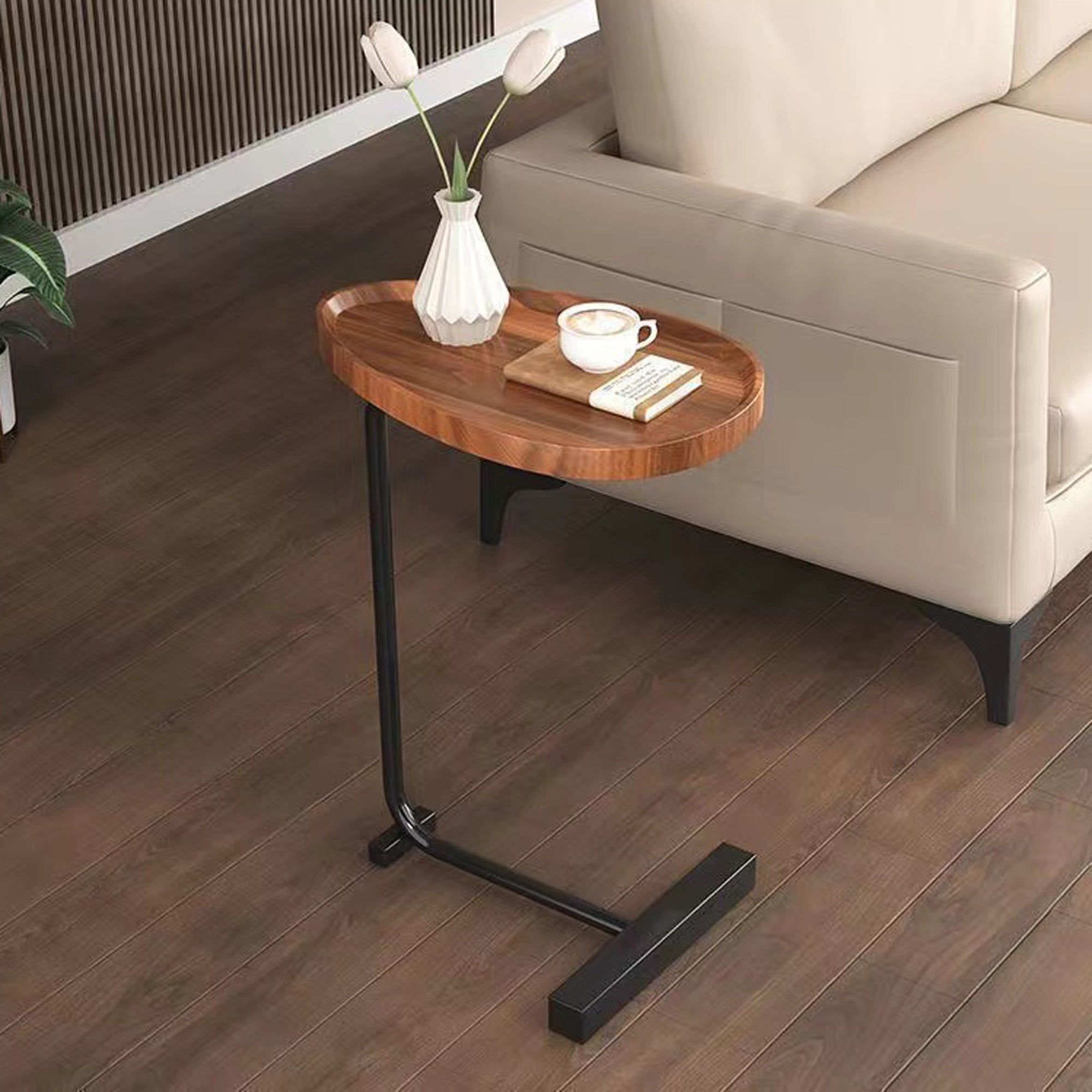2-Pieces Brown C-Shaped Side Table-thumbmail-1