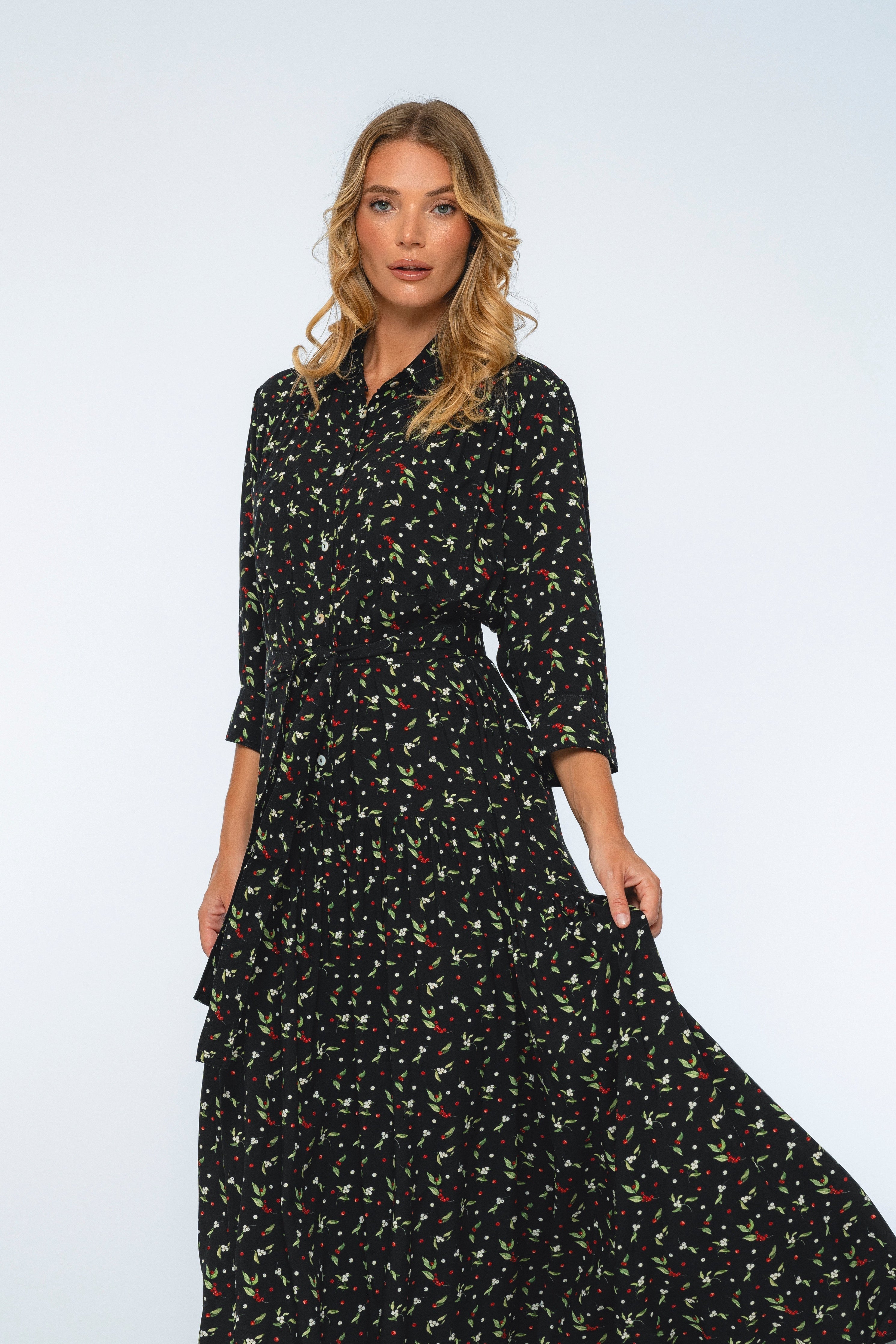 Colette Long Sleeve Shirt Dress-thumbmail-1