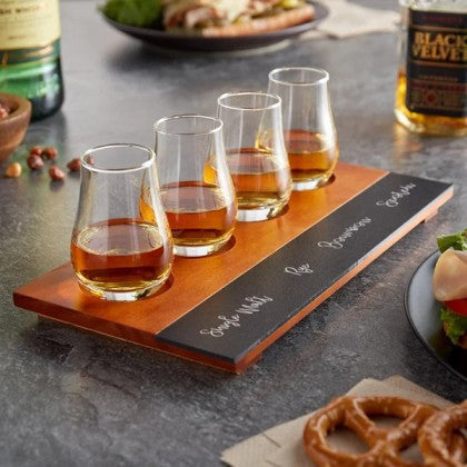 Chalkboard Flight Tray With Whiskey Tasting Glasses-thumbmail-2