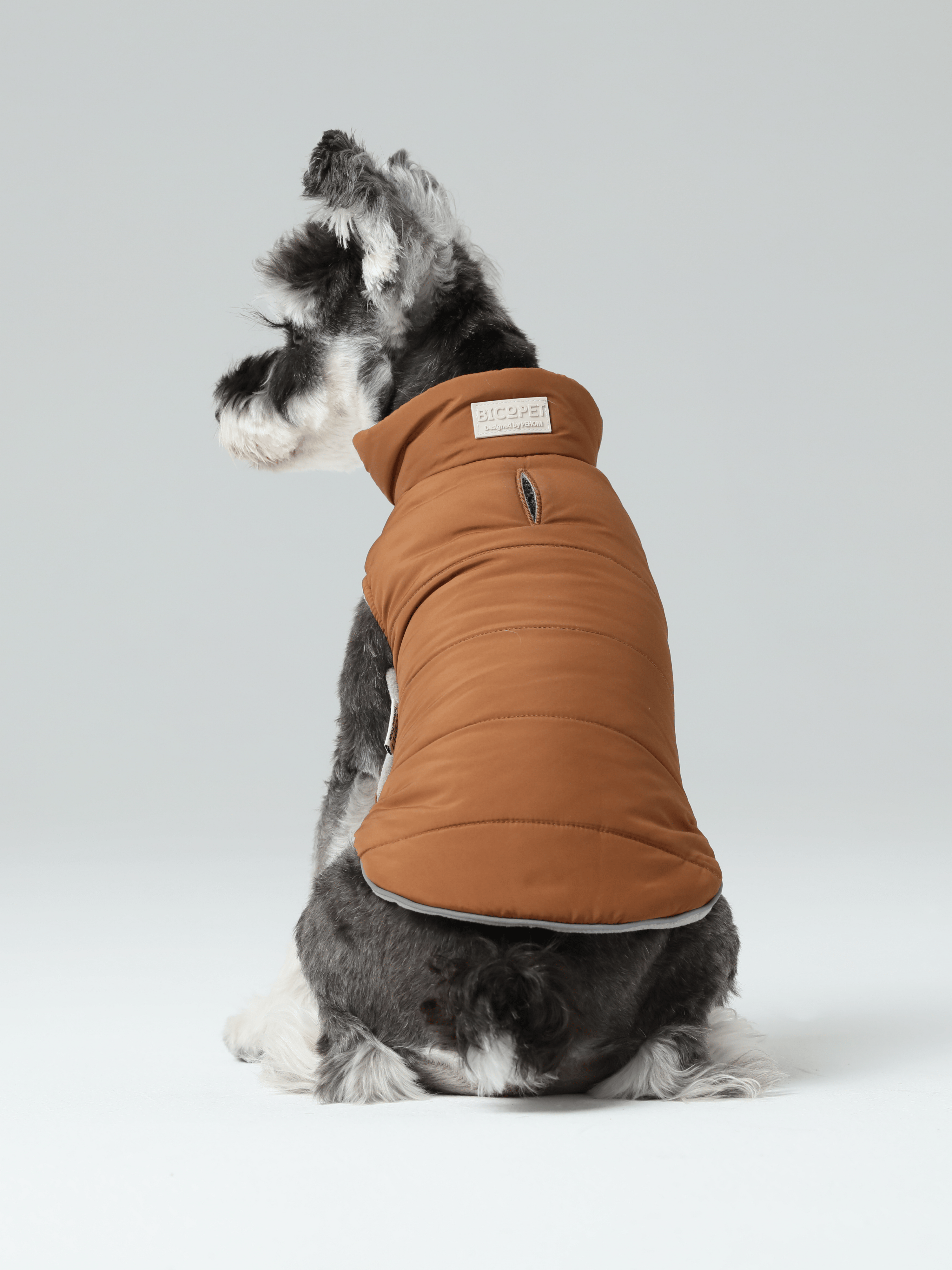 Reversible Dog Vest Jacket - Orange Grey-thumbmail-1