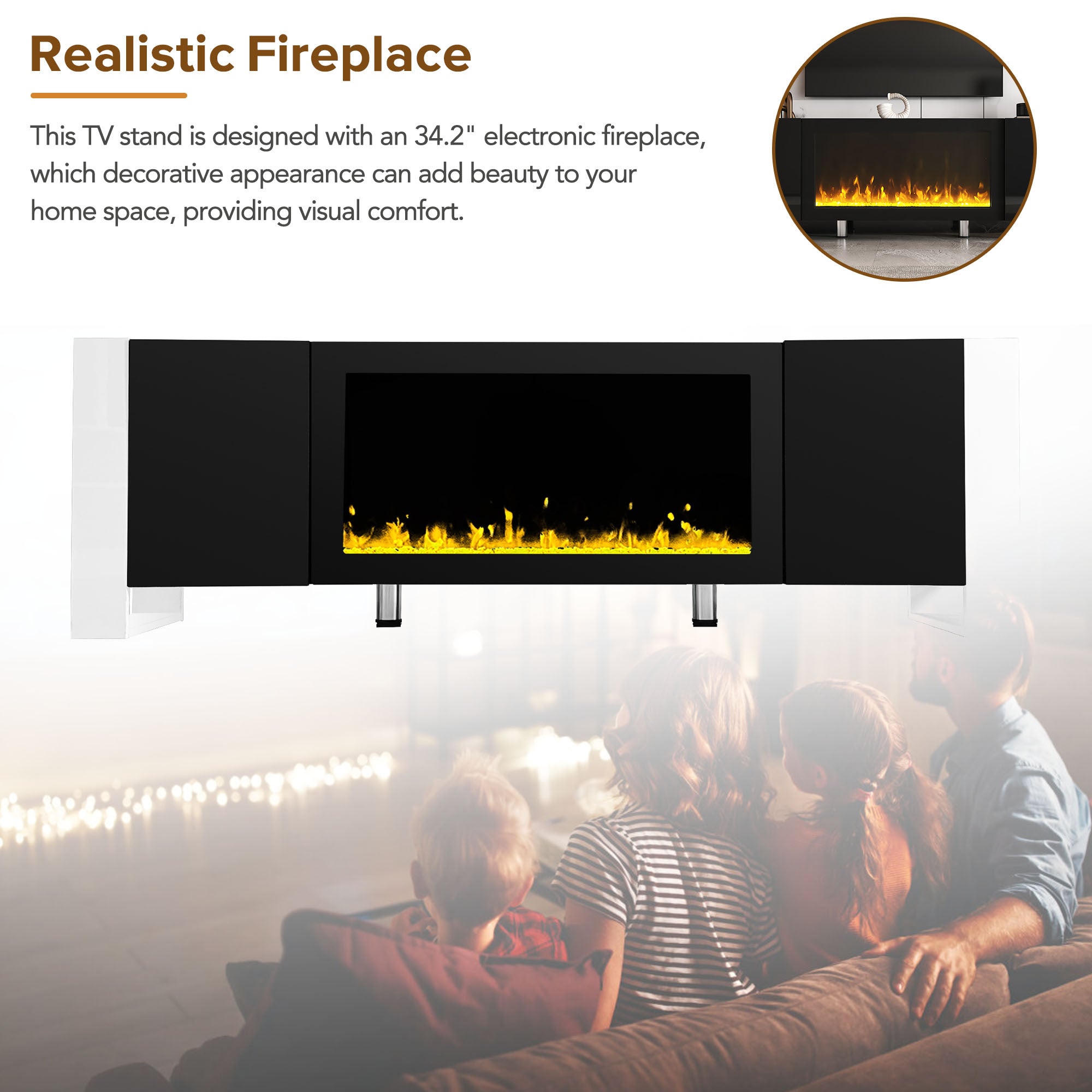 Modern TV Stand With 34.2' Non-Heating Electric Fireplace-thumbmail-2
