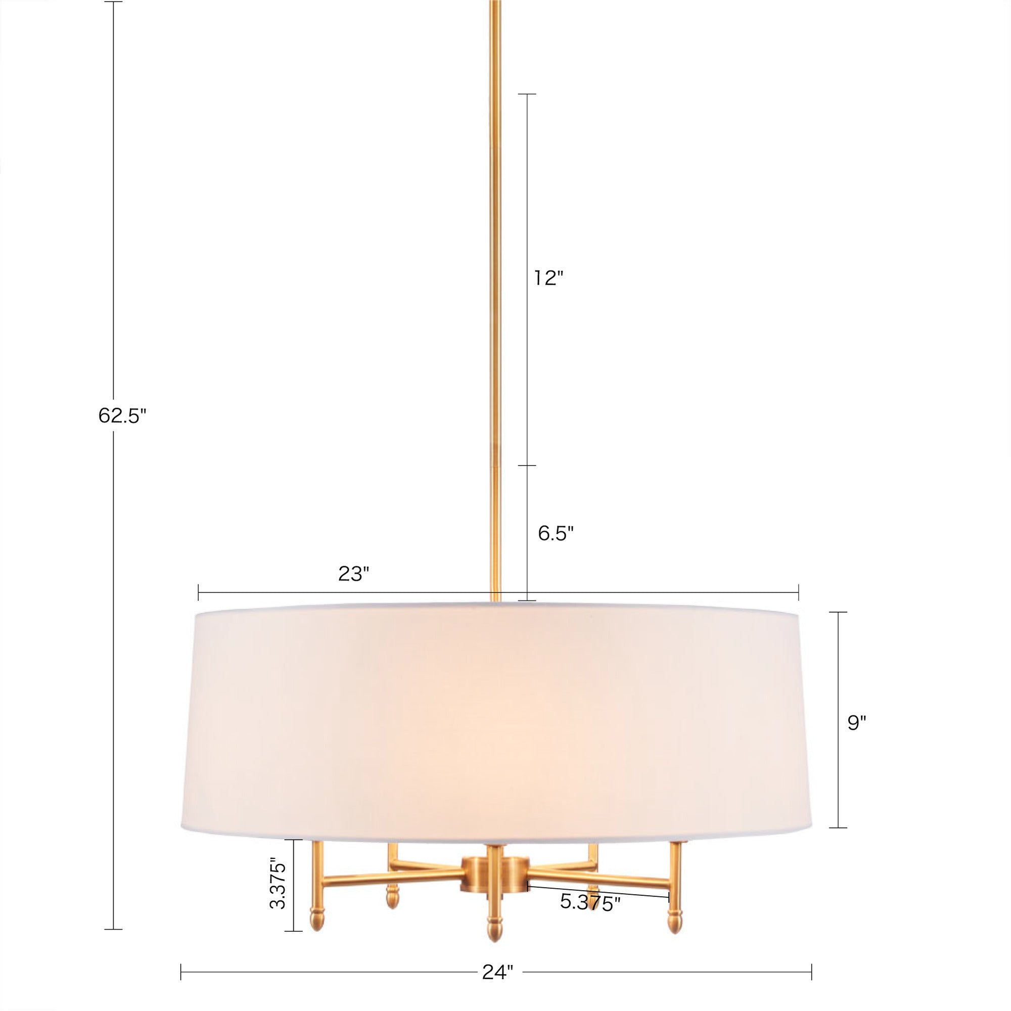 5-Light White Drum Shade Chandelier-thumbmail-9