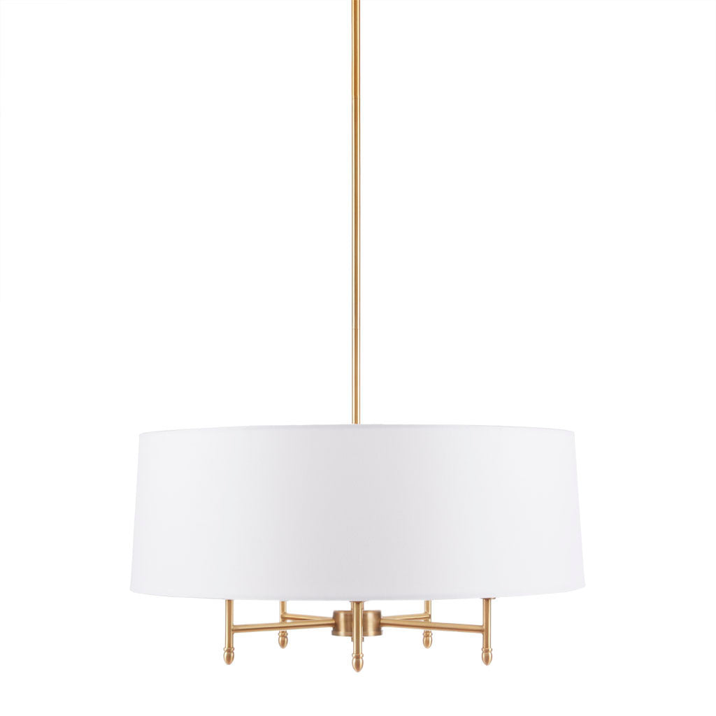 5-Light White Drum Shade Chandelier-thumbmail-1