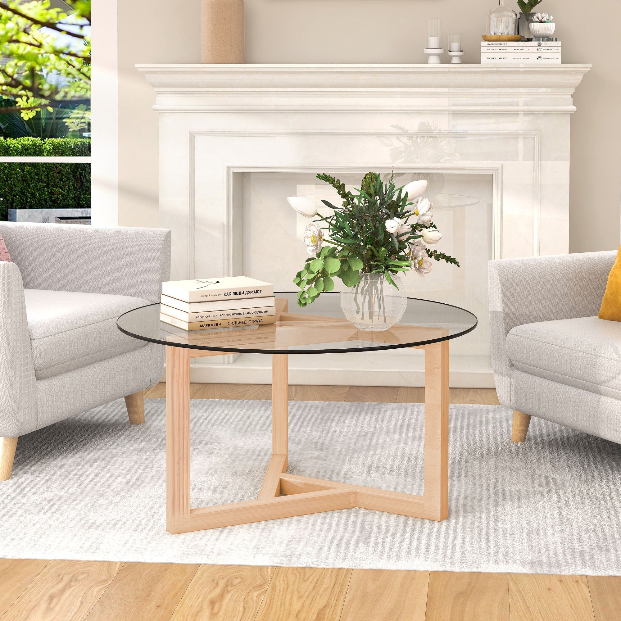 Round Glass Modern Coffee Table-thumbmail-3