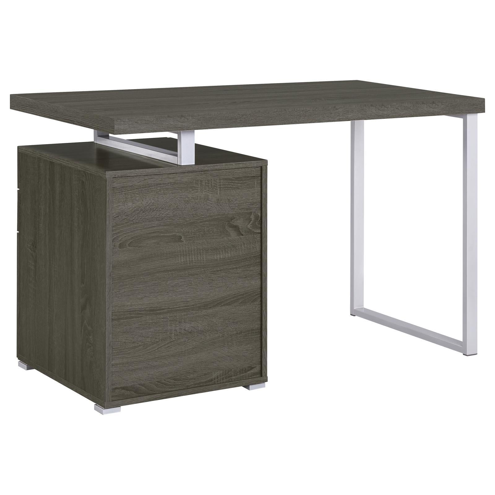 Weathered Grey 3-Drawer Reversible Office Desk-thumbmail-5