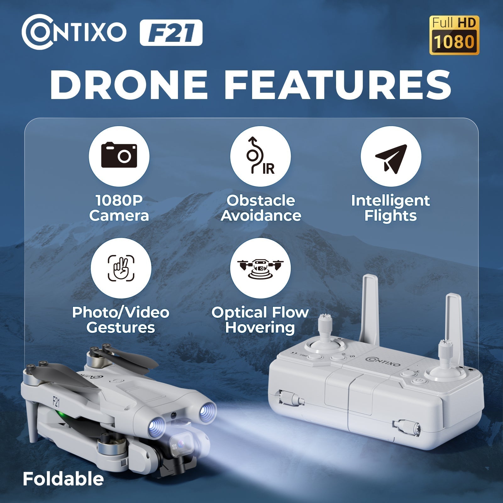 Contixo F21 Elite Sky Remote Control Beginner Drone With 1080P HD Camera-thumbmail-3
