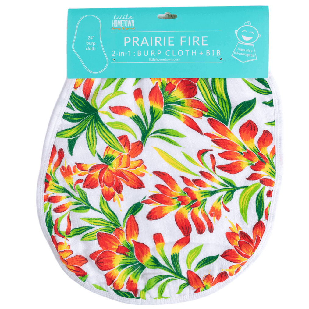 Baby Burp Cloth & Bib Combo: Prairie Fire-thumbmail-1