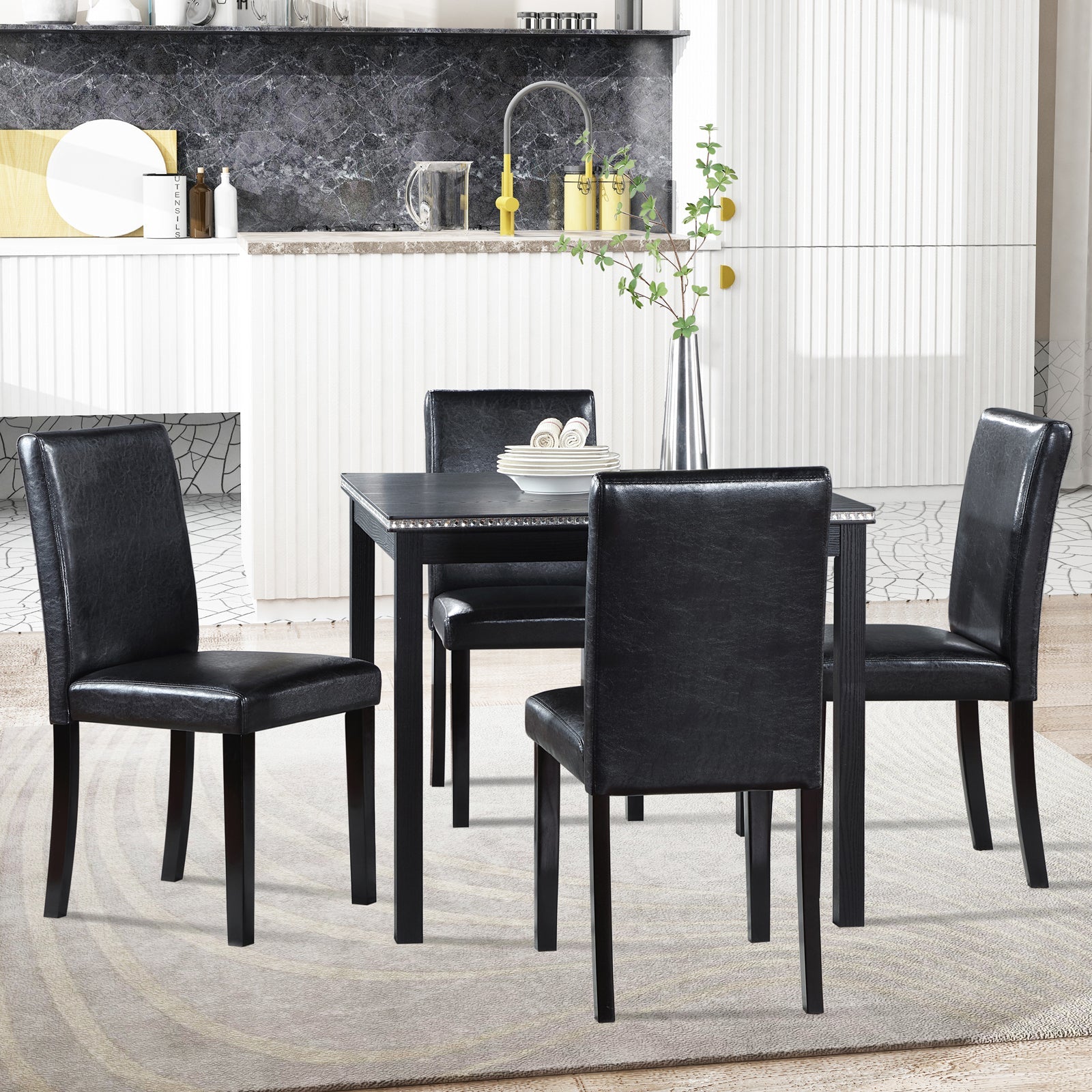 5 Piece Wooden Dining Table Set-thumbmail-1