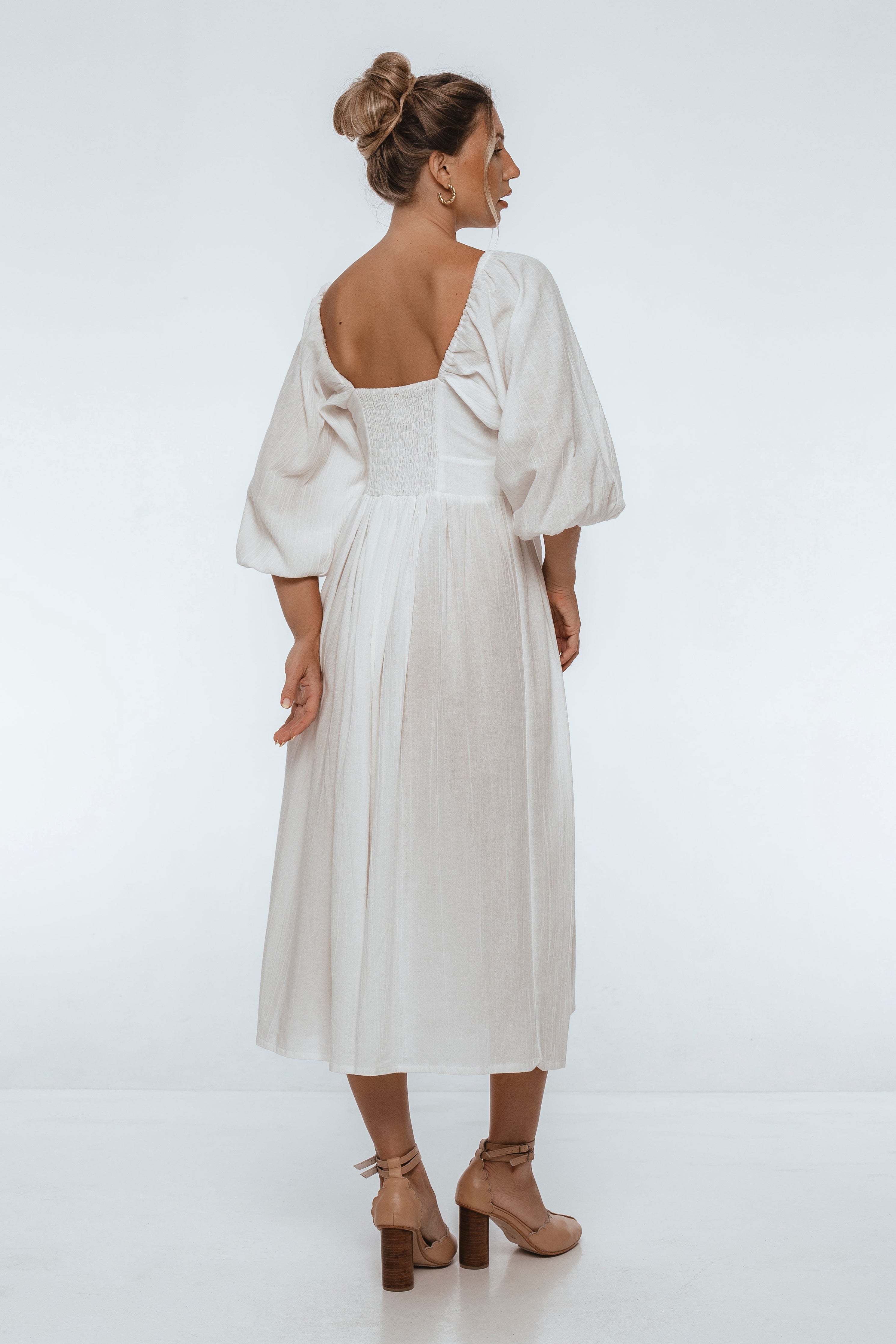 Genevieve Puff Sleeve Midi Dress-thumbmail-9