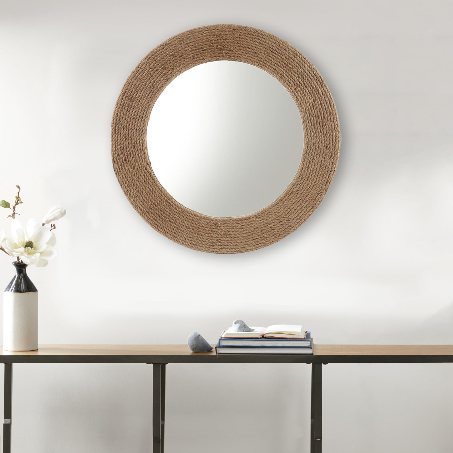 Natural Jute Rope Round Wall Mirror-thumbmail-8