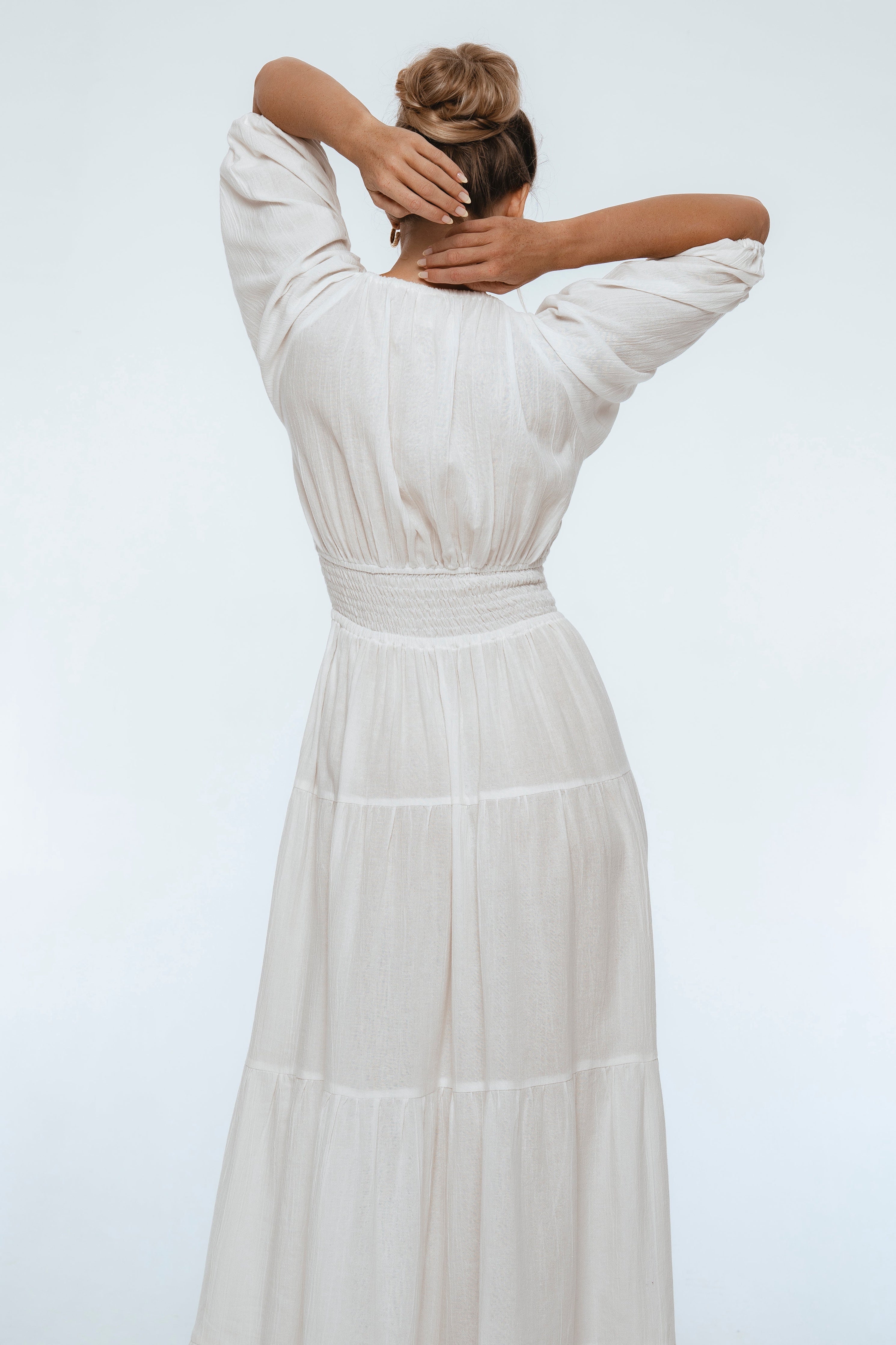 Lucienne Smocked Linen Maxi Dress-thumbmail-9