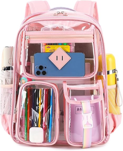 Contixo Clear Backpack - Trendy PVC Transparent Bookbag for Girls-thumbmail-14