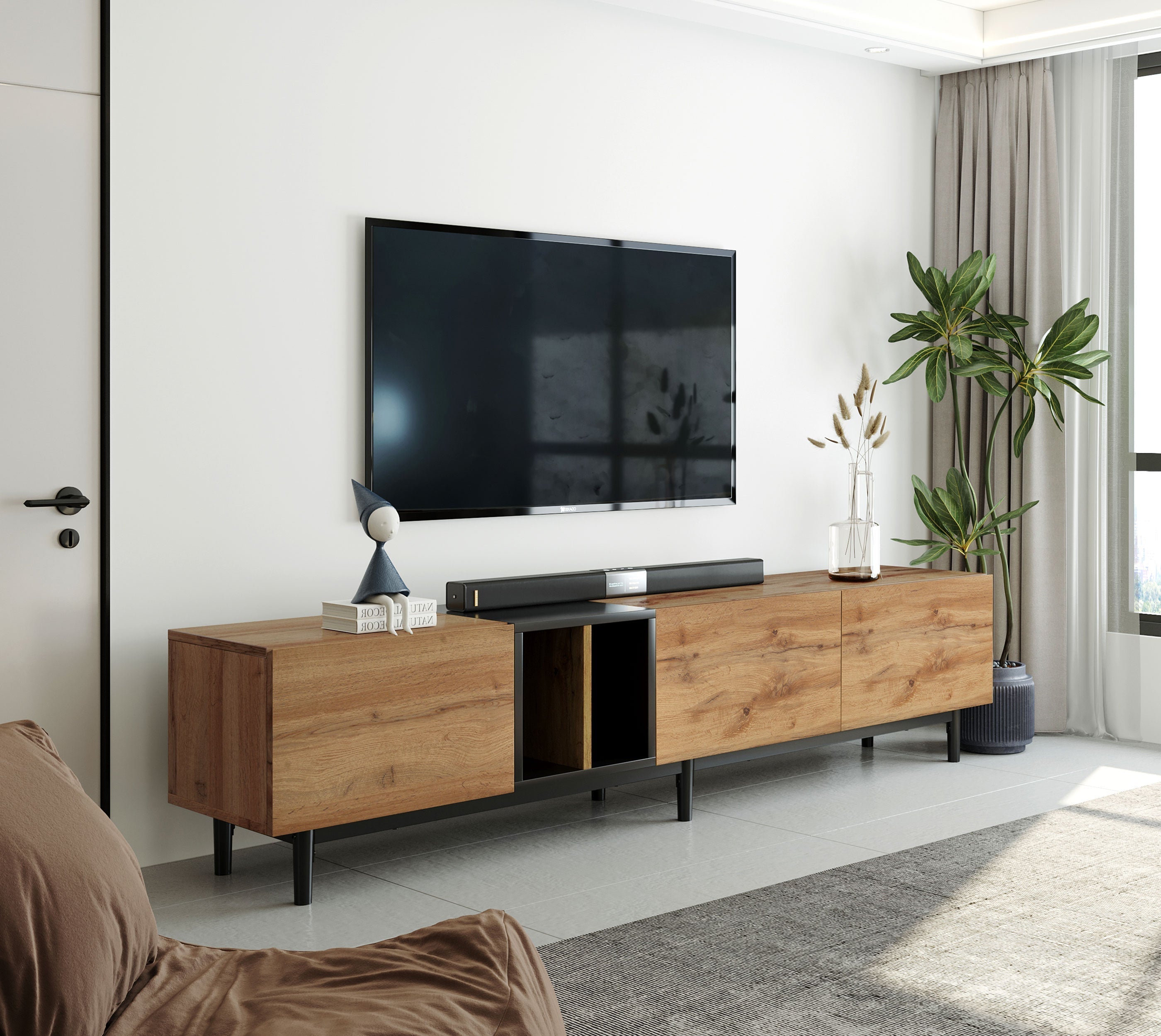 Modern Natural Wood Color TV Stand-thumbmail-3