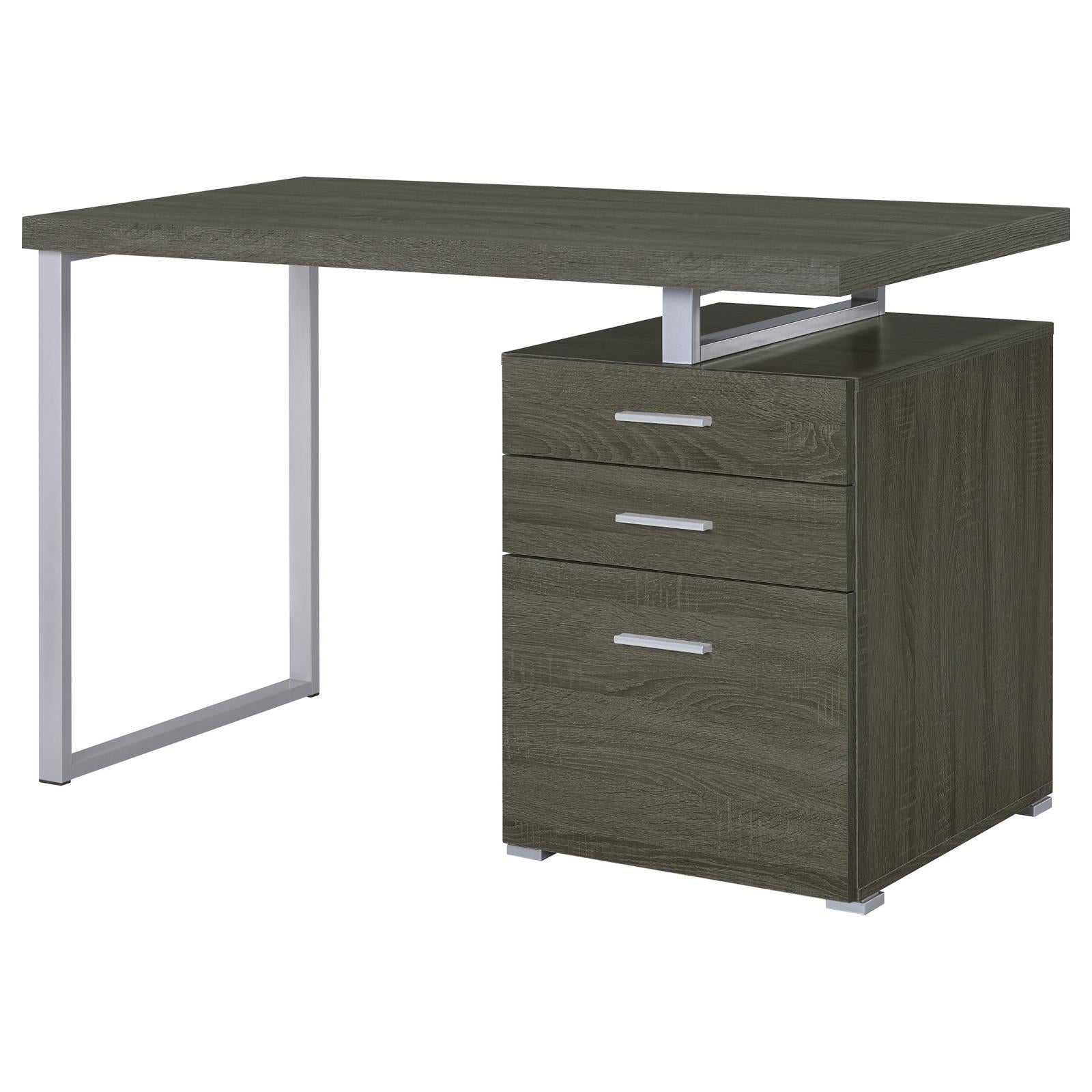 Weathered Grey 3-Drawer Reversible Office Desk-thumbmail-9