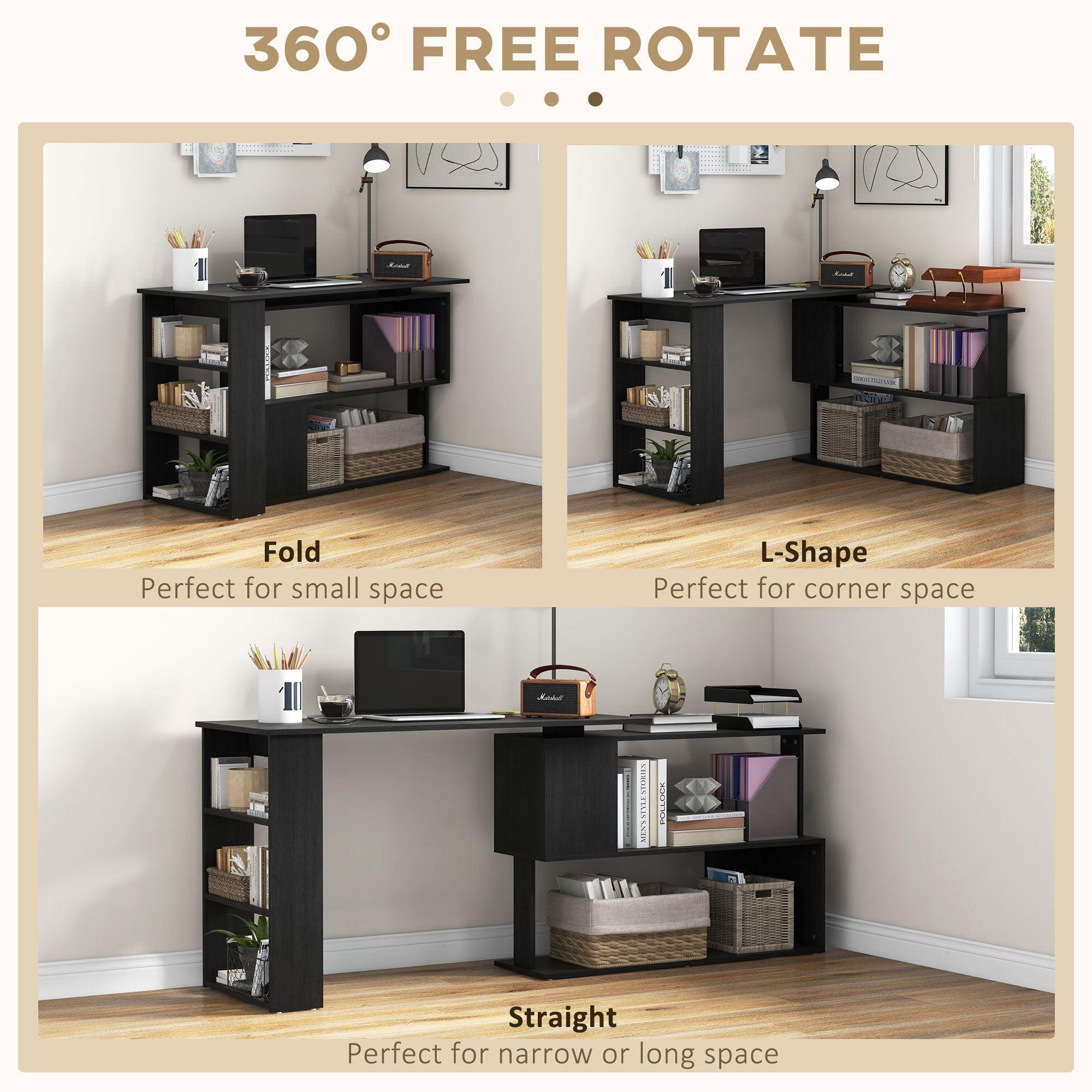L Shaped 360 Degree Rotating Corner Desk-thumbmail-7