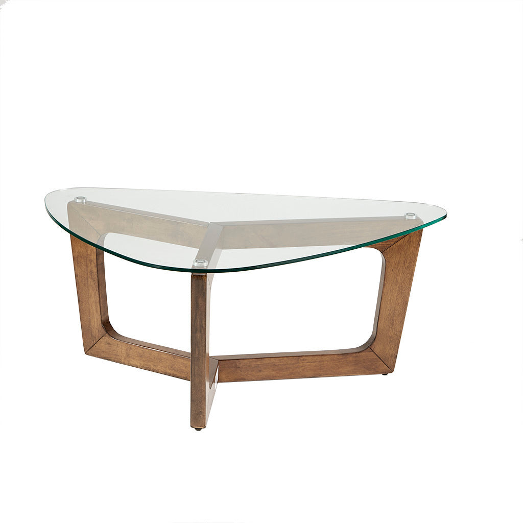 Wood Base Tempered Glass Top Coffee Table-thumbmail-4