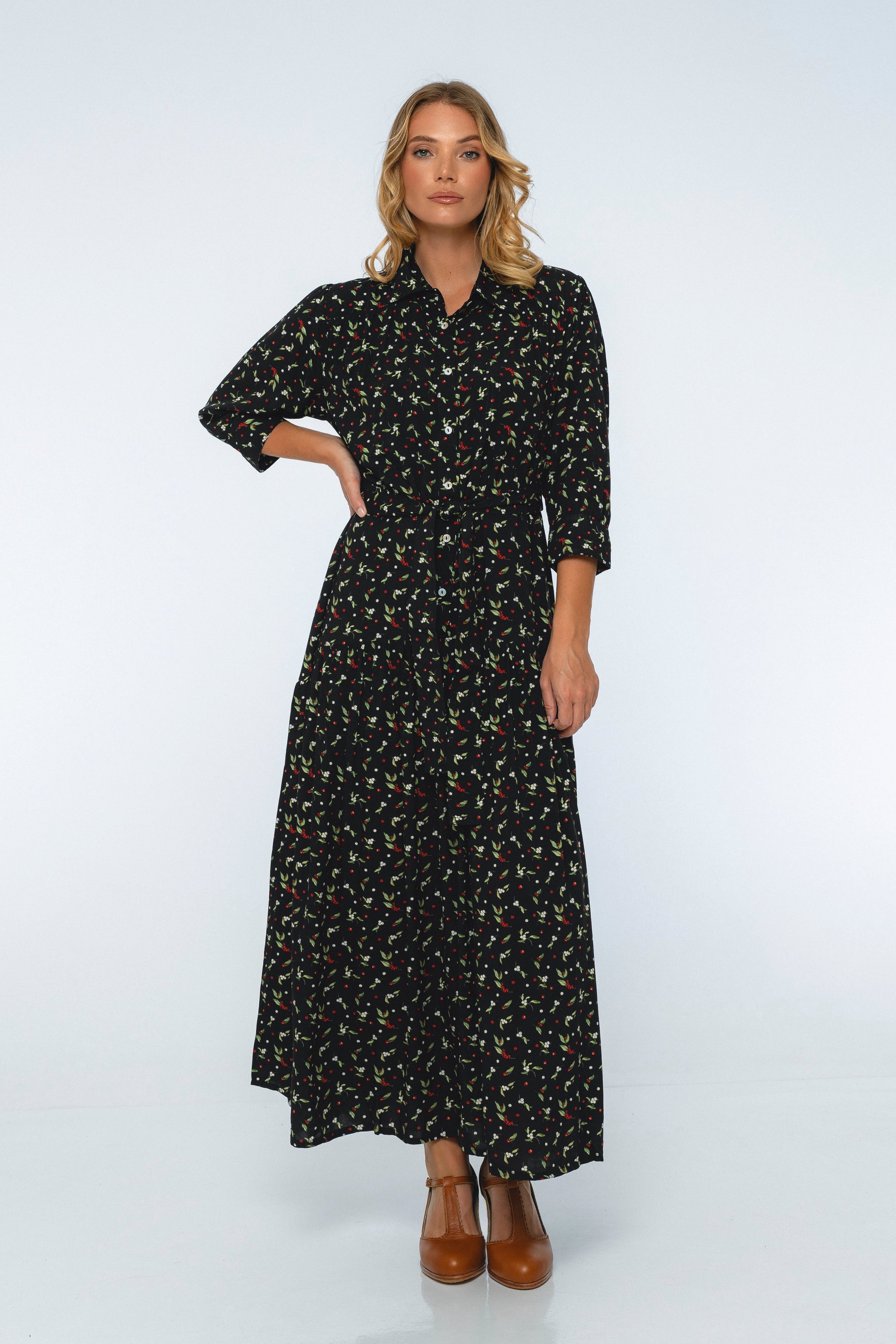 Colette Long Sleeve Shirt Dress-thumbmail-2