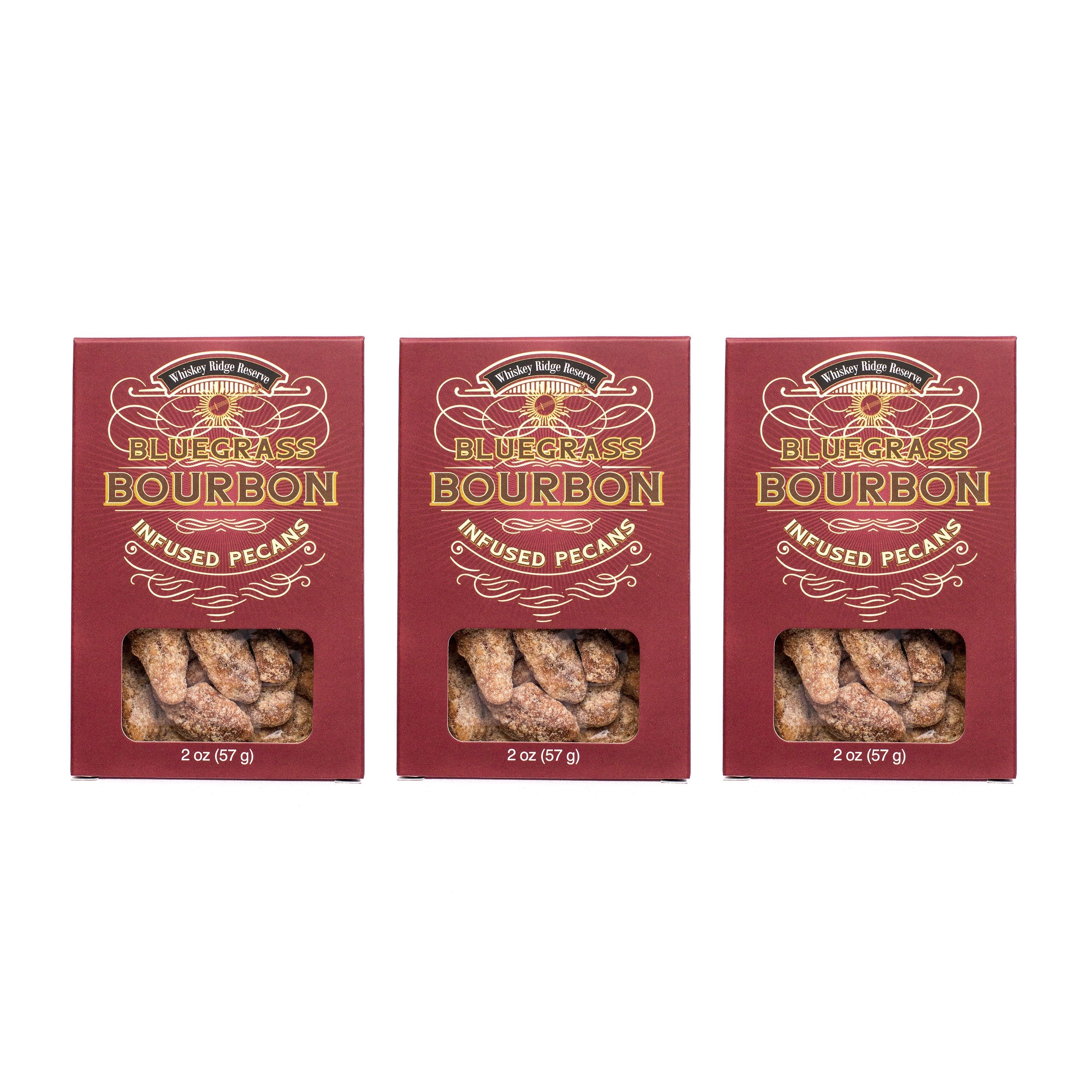 Whiskey Ridge Reserve Bluegrass Bourbon Pecans 2oz. Box - 3 Pack-thumbmail-2