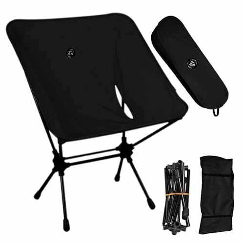 Low Back Ultralight Folding Camping Chairs With Storage Pouch - Black-thumbmail-5