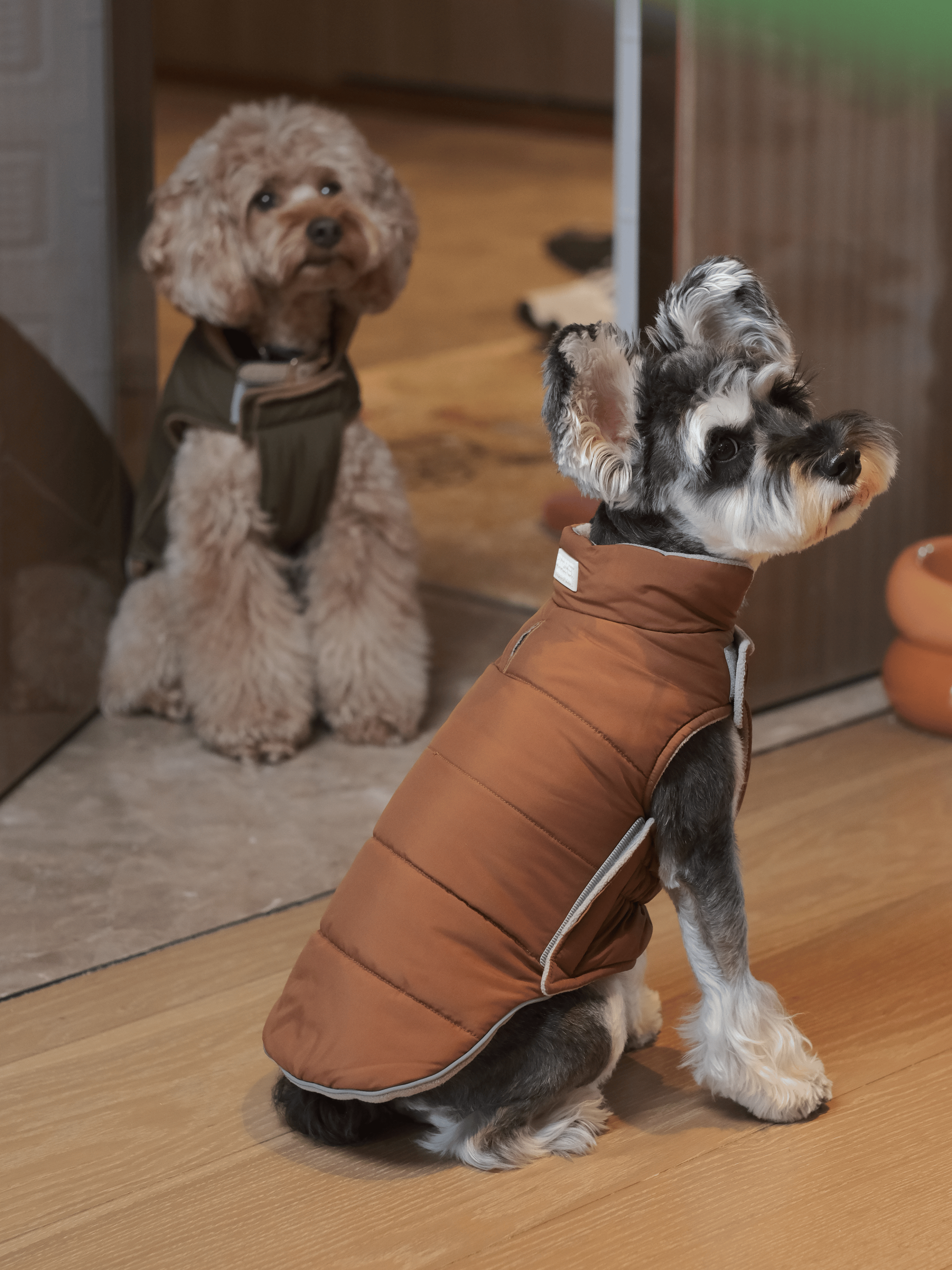 Reversible Dog Vest Jacket - Orange Grey-thumbmail-3
