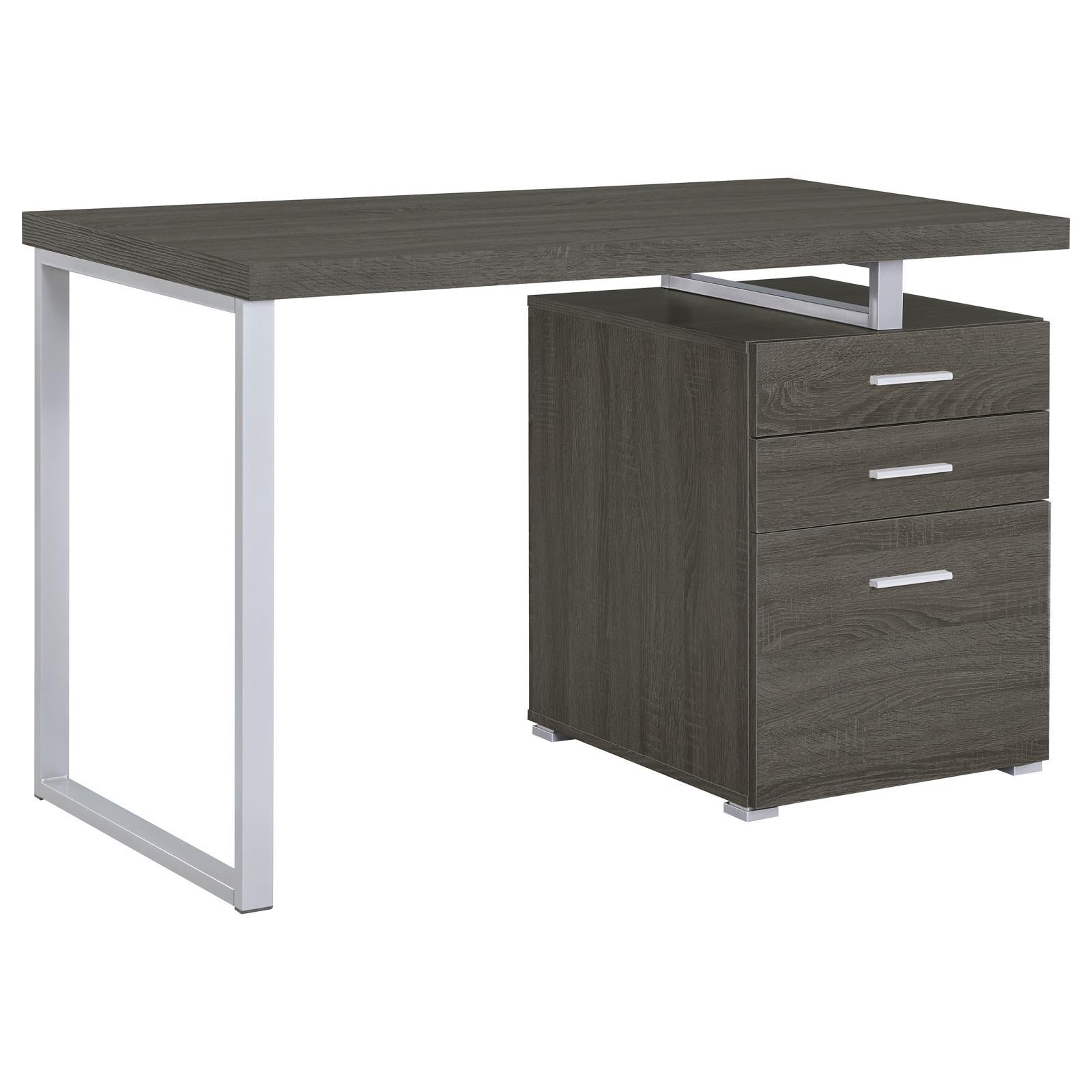 Weathered Grey 3-Drawer Reversible Office Desk-thumbmail-7