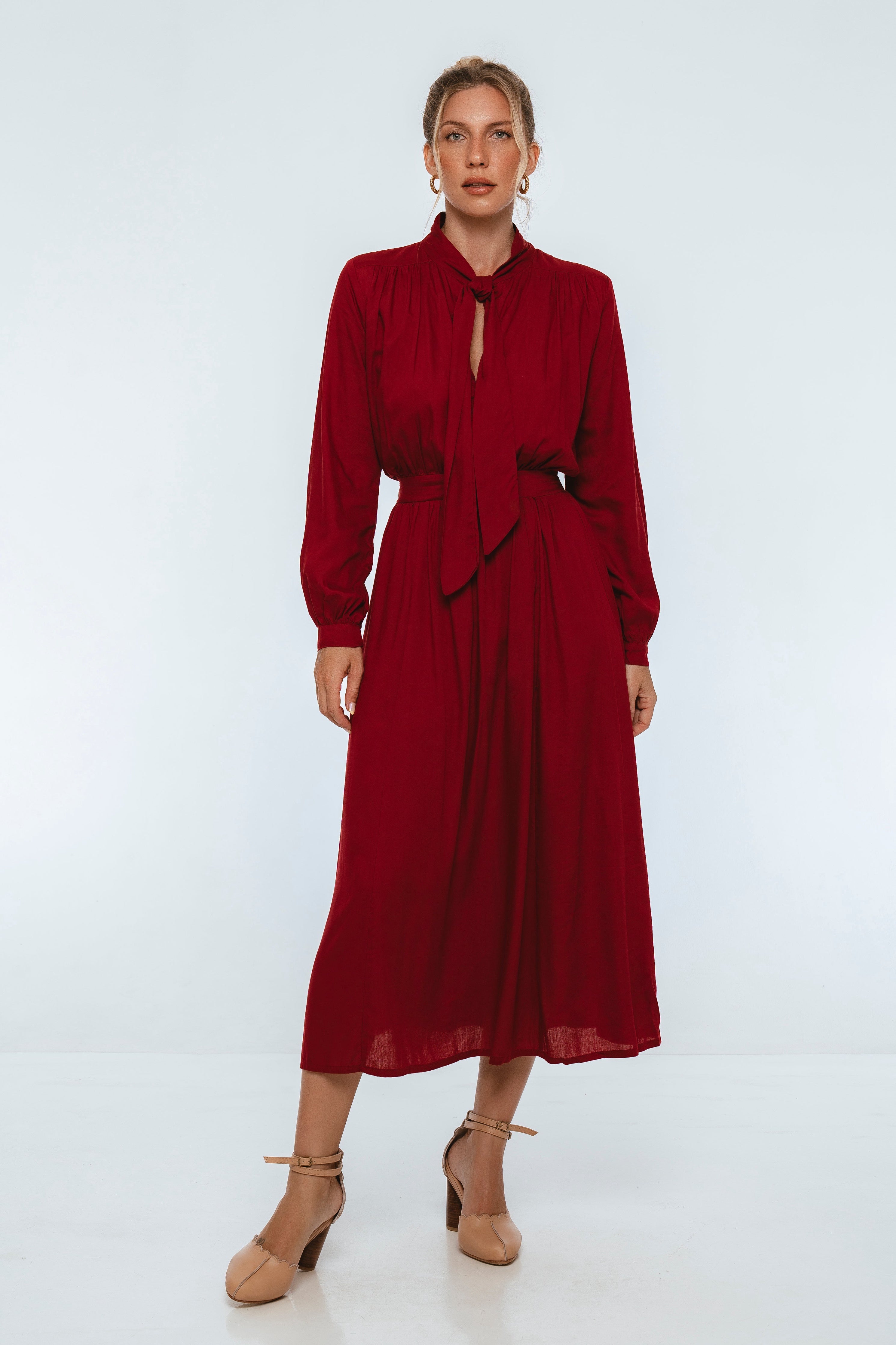 Evelina Long Sleeve Midi Dress-thumbmail-4