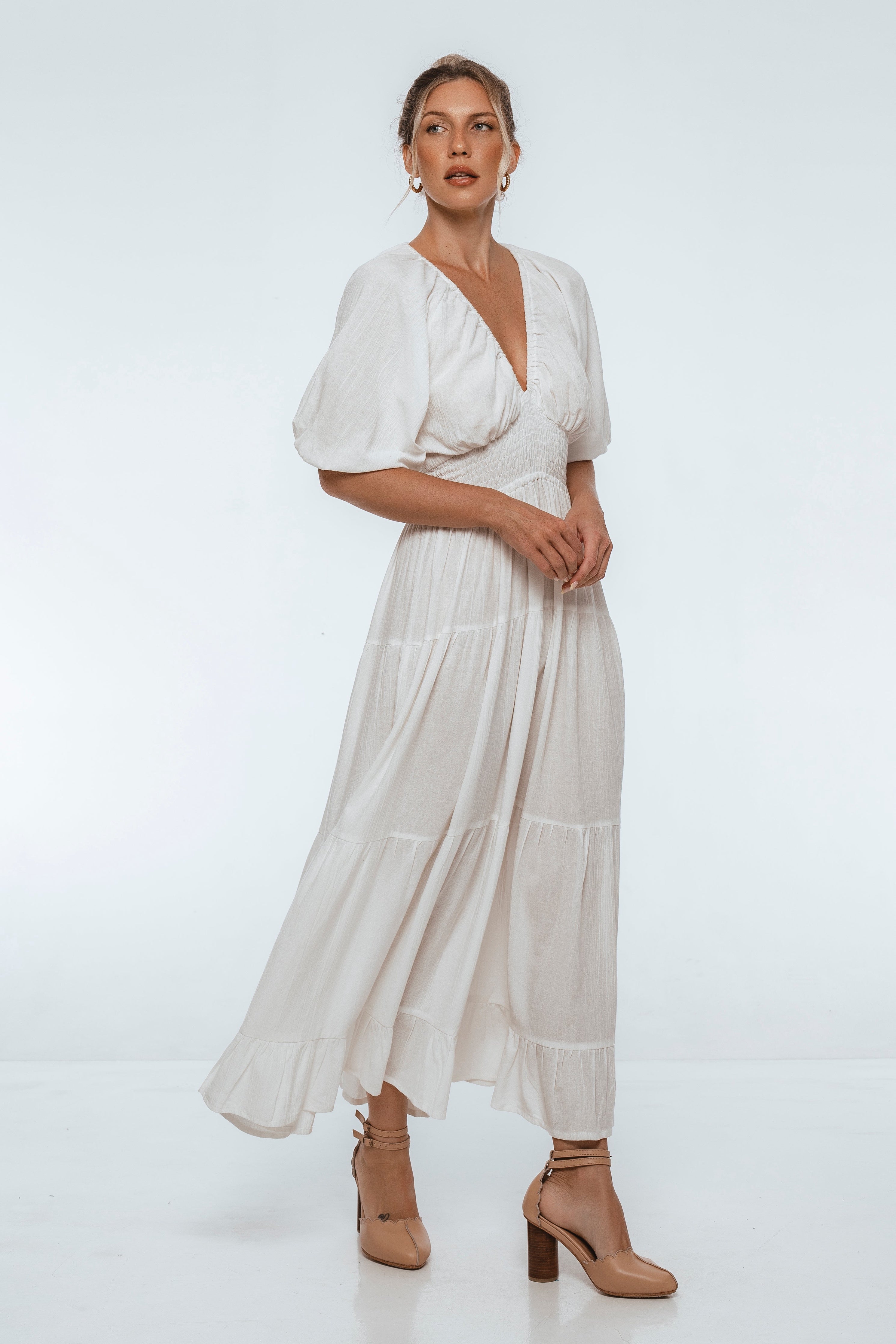 Lucienne Smocked Linen Maxi Dress-thumbmail-3