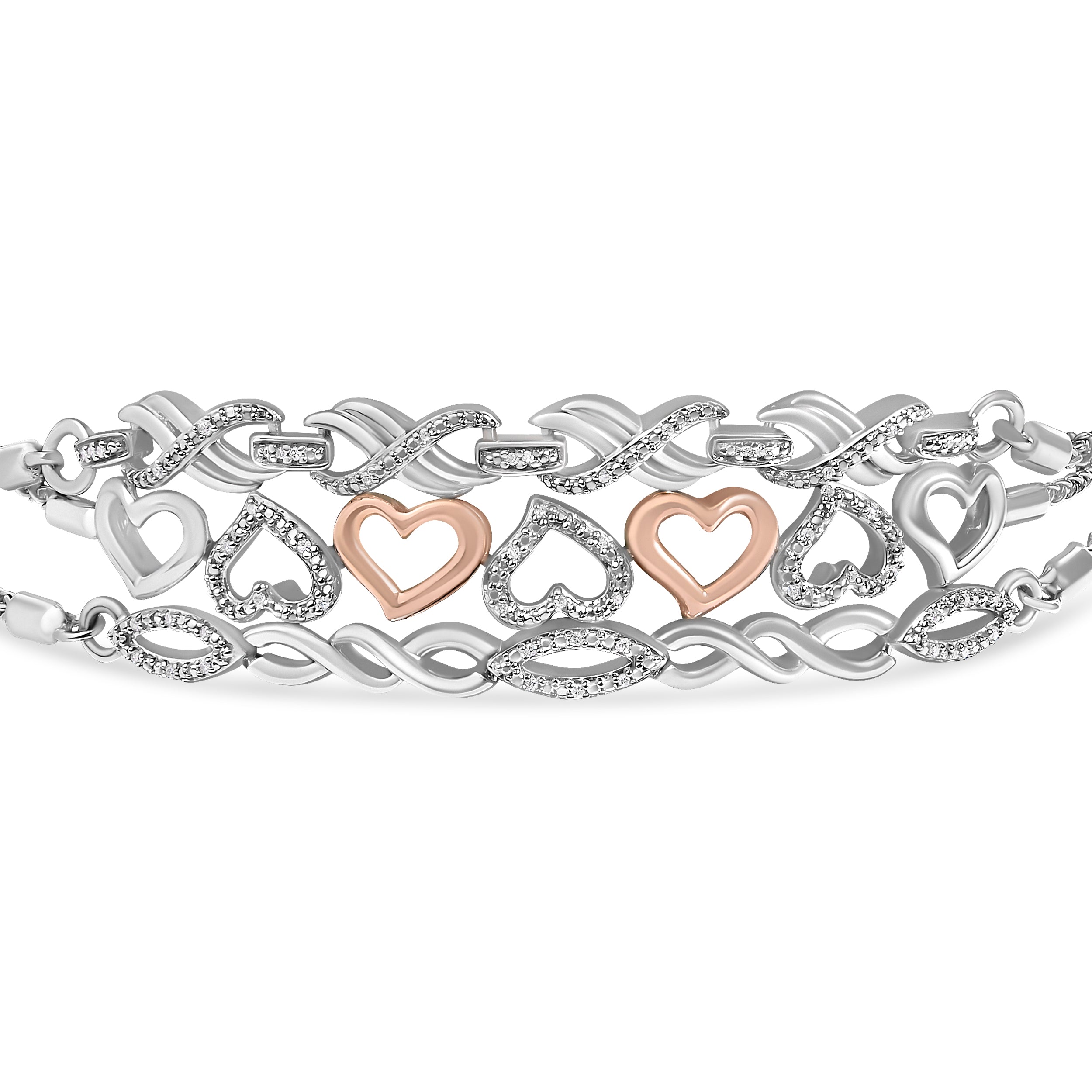 Sterling Silver Diamond Accent 3 Piece Adjustable Bolo Bracelet Set-thumbmail-2