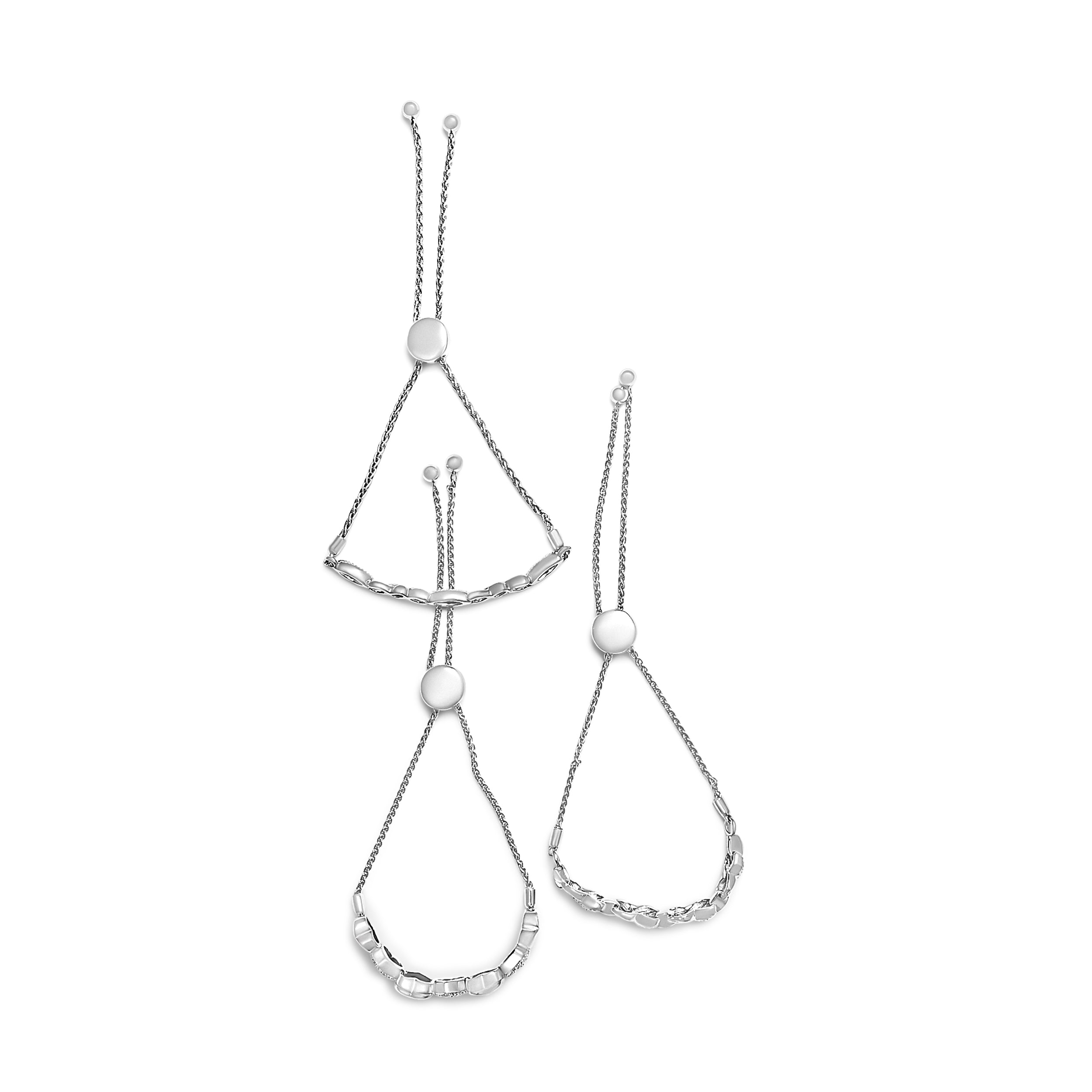 Sterling Silver Diamond Accent 3 Piece Adjustable Bolo Bracelet Set-thumbmail-4