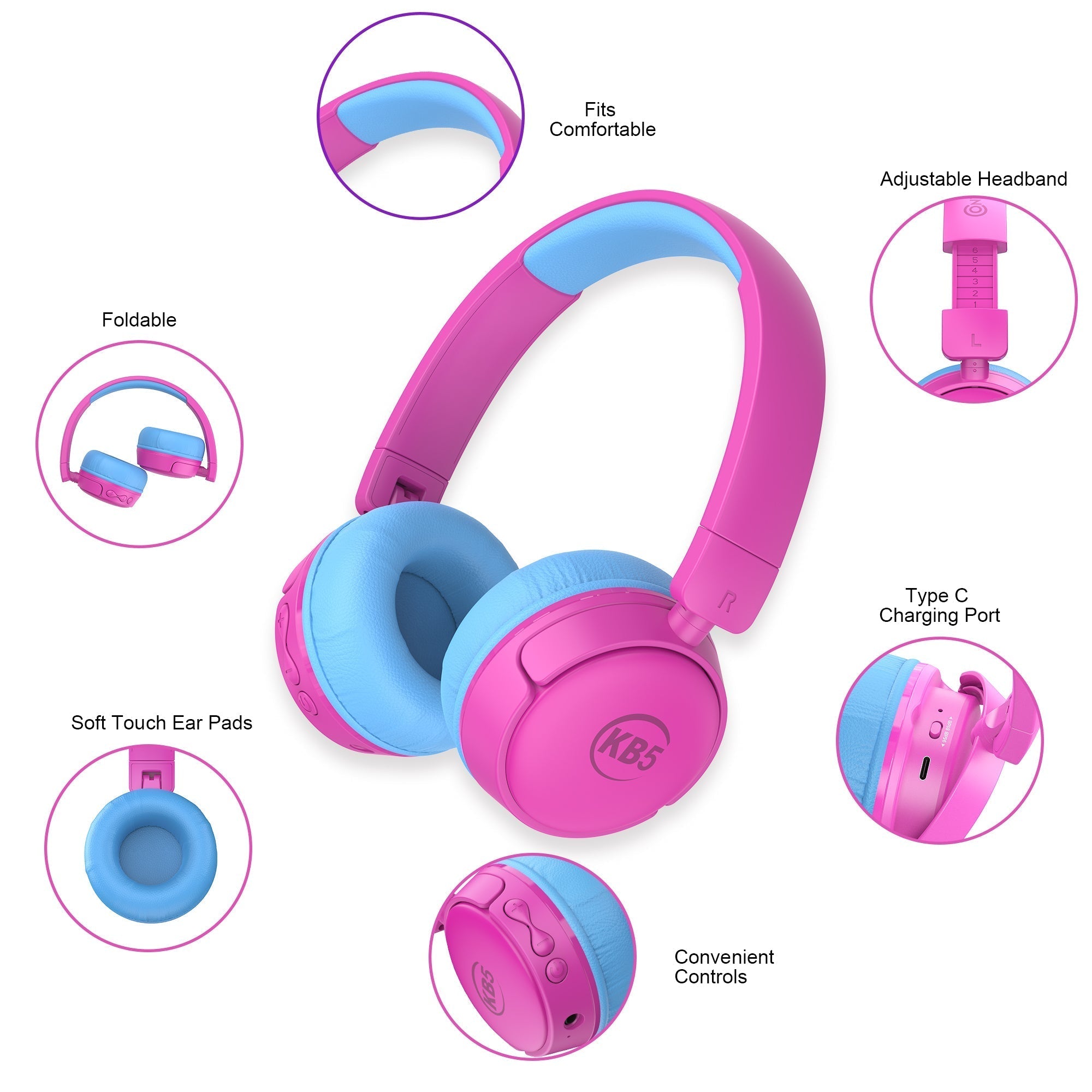 Contixo KB5 Kids Wireless Bluetooth Headphones-thumbmail-3