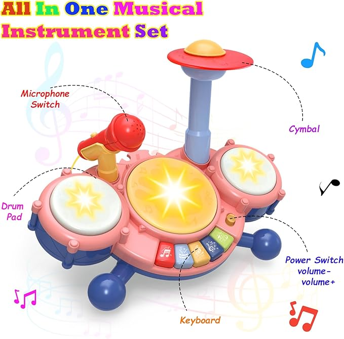 Contixo Musical Drum Toy Set for Babies, Learn Toy Age 2-8 Years-thumbmail-10
