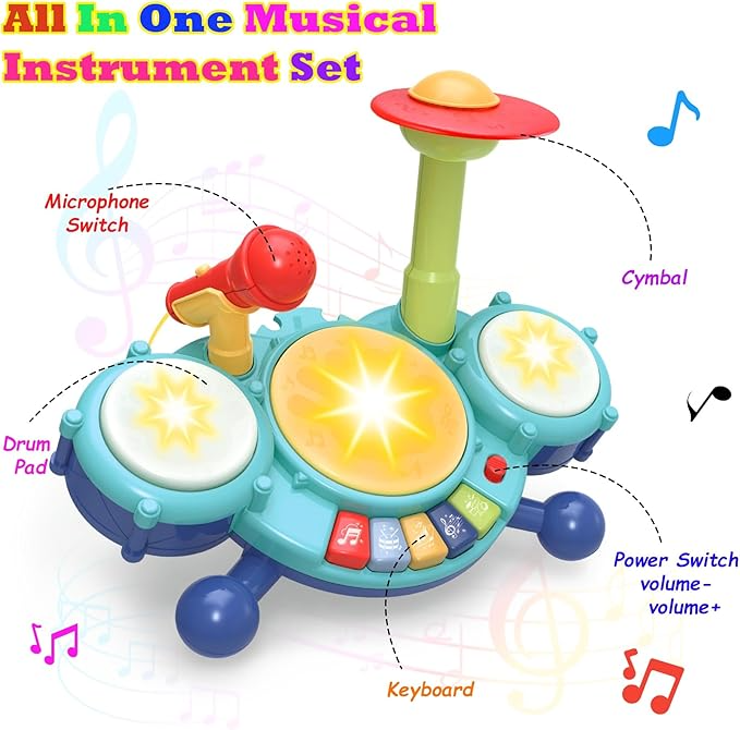 Contixo Musical Drum Toy Set for Babies, Learn Toy Age 2-8 Years-thumbmail-3