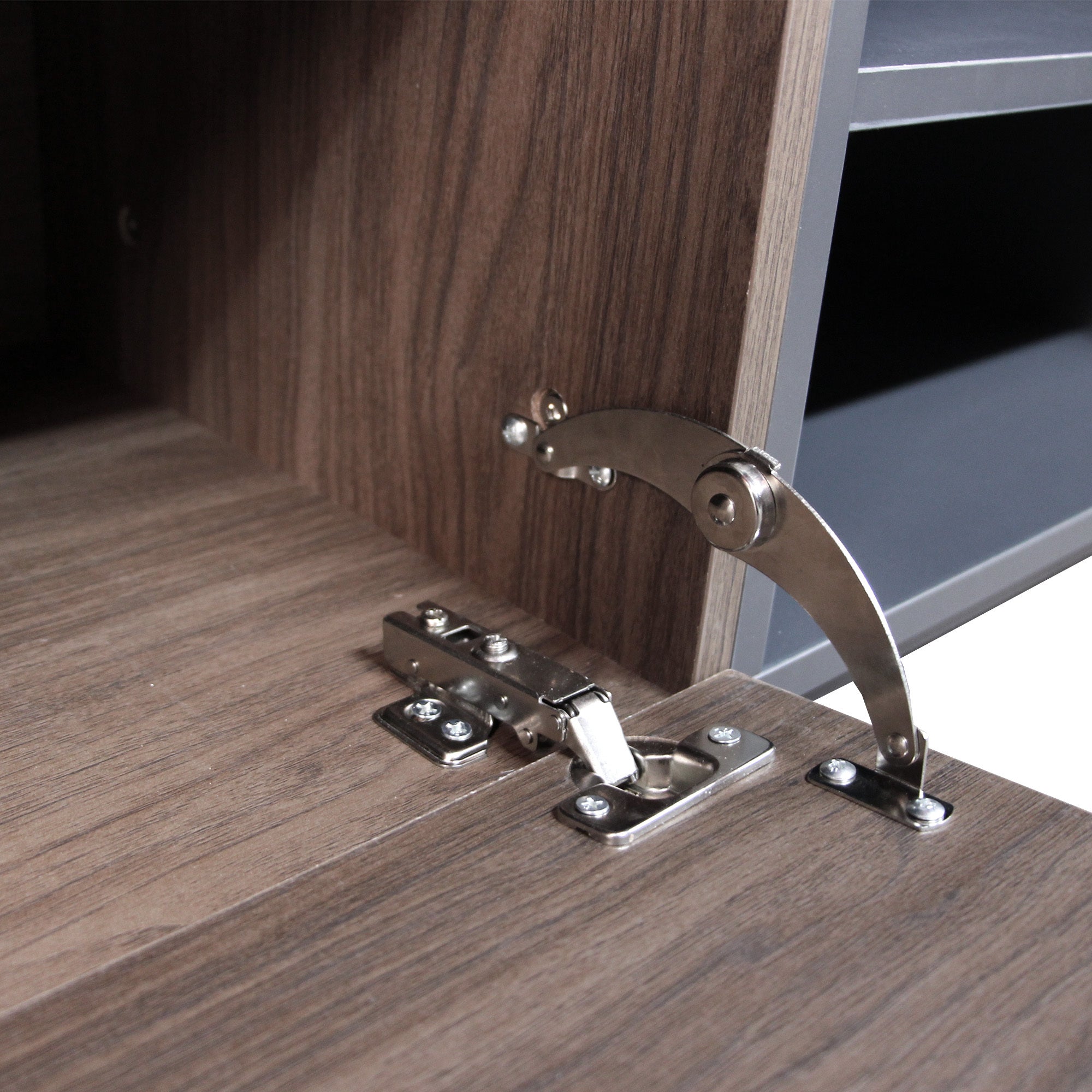 Modern TV Stand With 3 Cabinets & Open Shelves-thumbmail-4