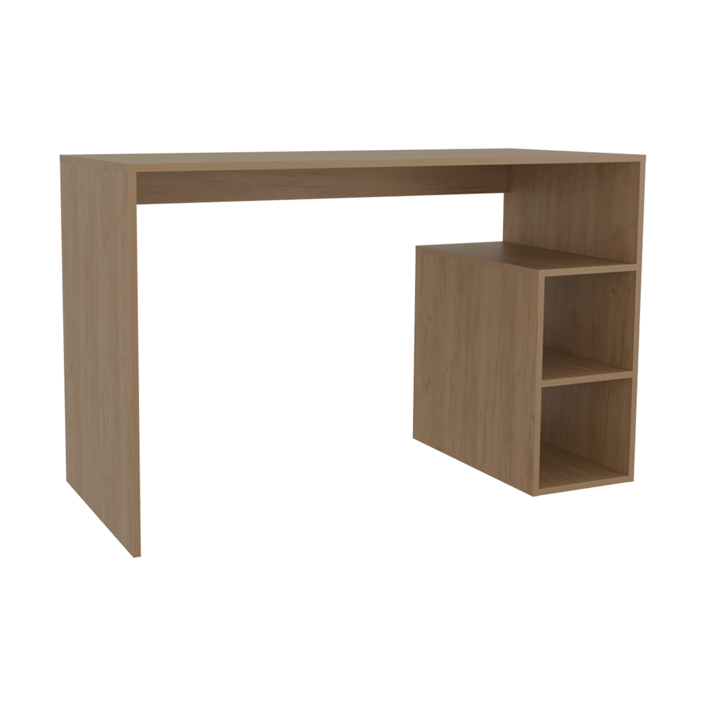 Solid 47' Natural Oak Wide Four Shelves Office Desk-thumbmail-5