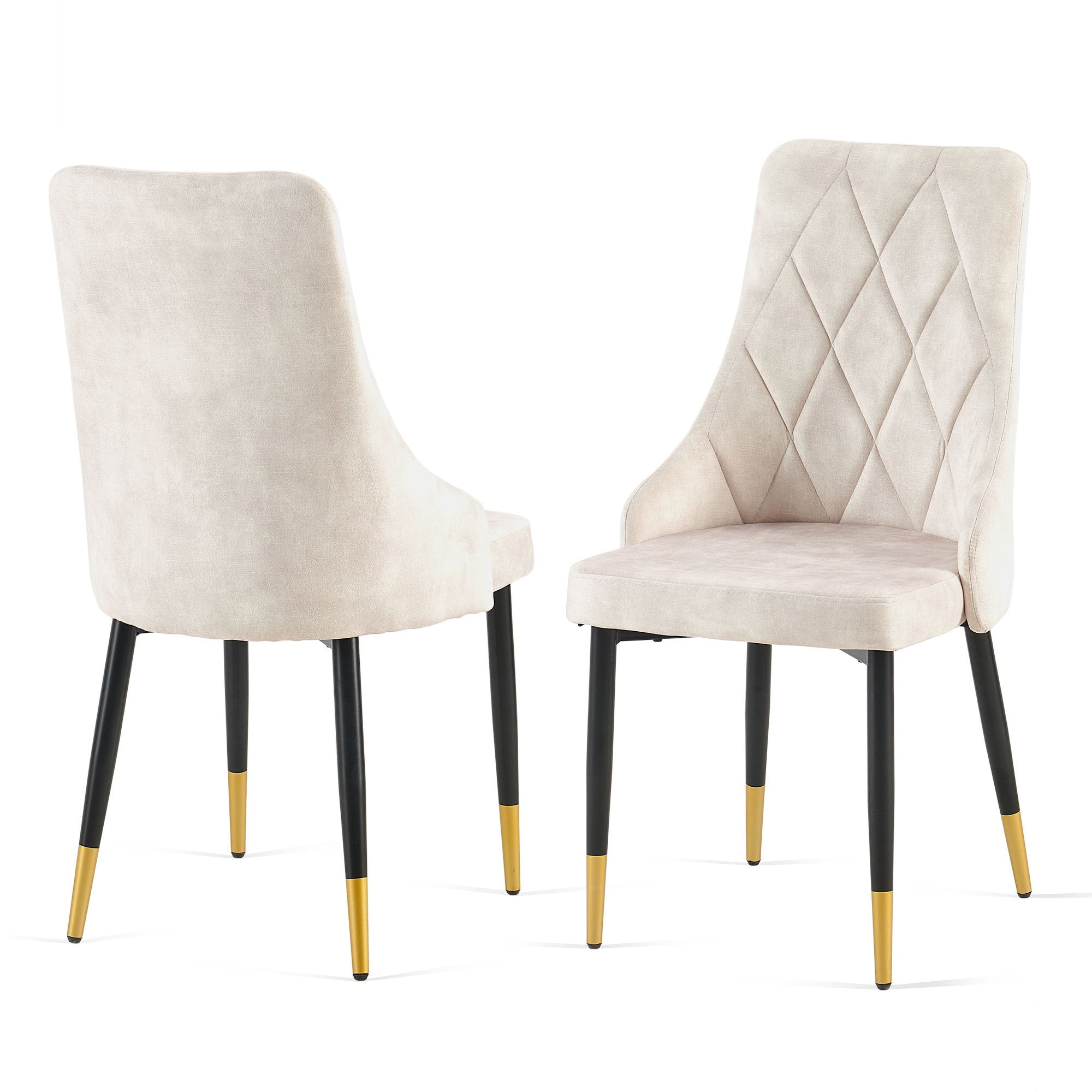 Set of 4 Beige Armless Dining Chairs-thumbmail-1