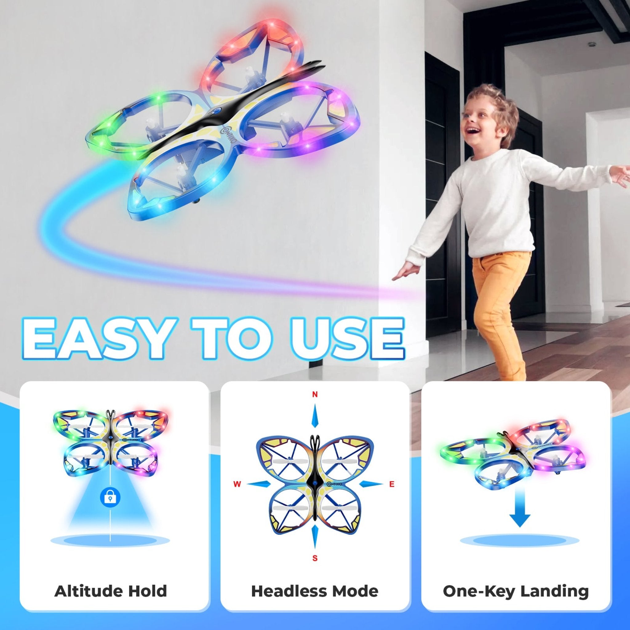 Contixo TD2 Butterfly Kids Drone - LED Lights, 360- Stunts, 14-thumbmail-7