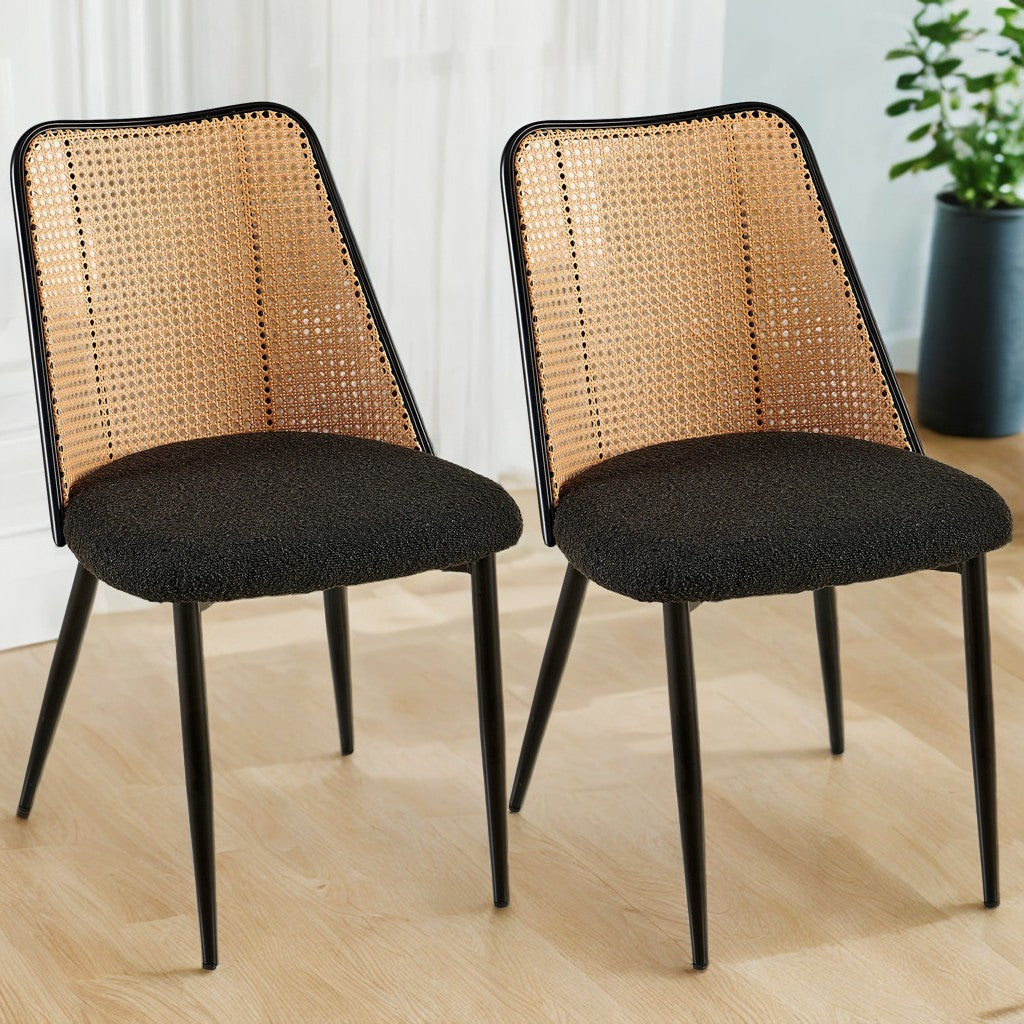 Set of Black Rattan Dining Chairs-thumbmail-1